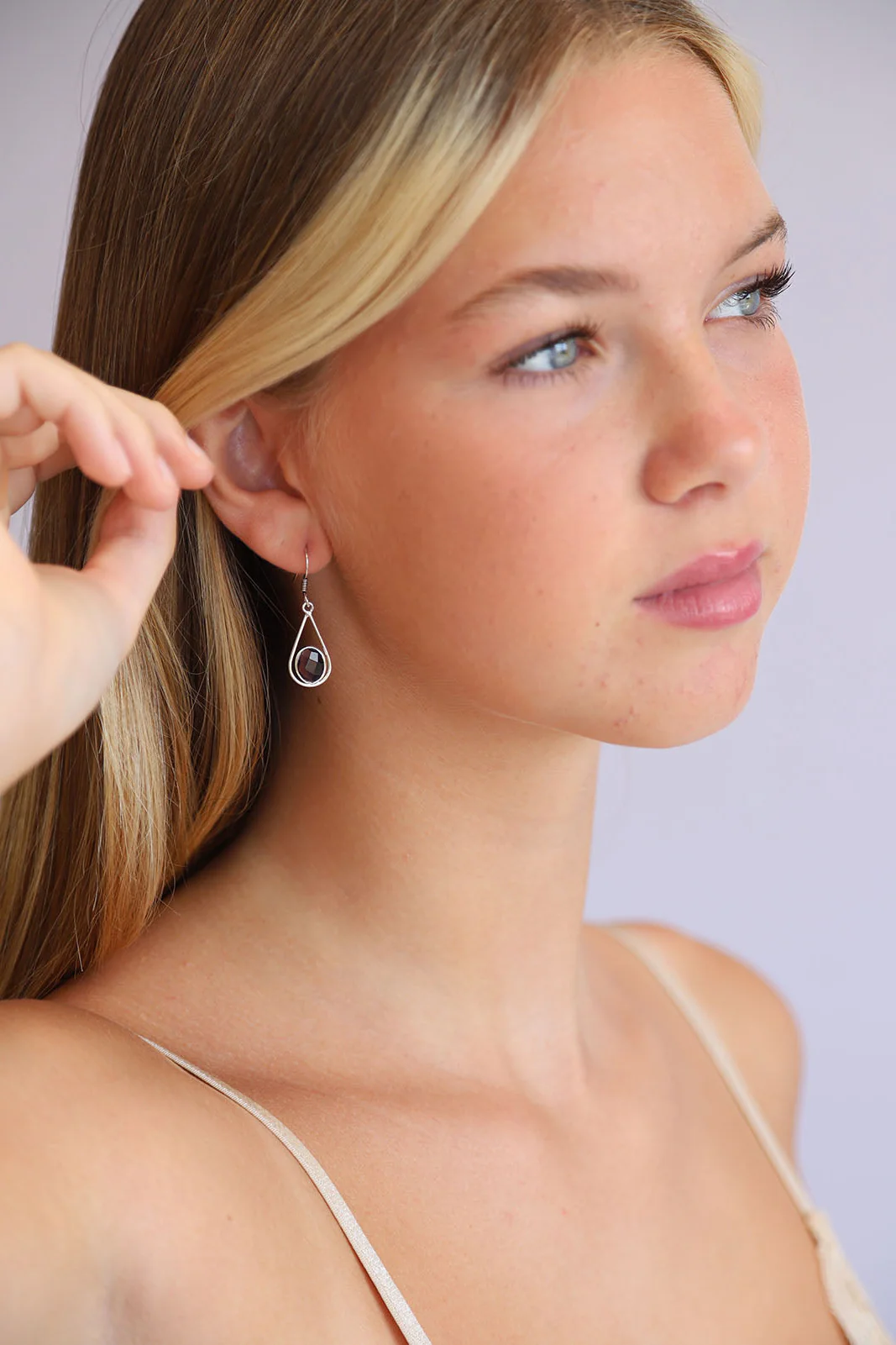 Amethyst Teardrop Earrings - Image 3