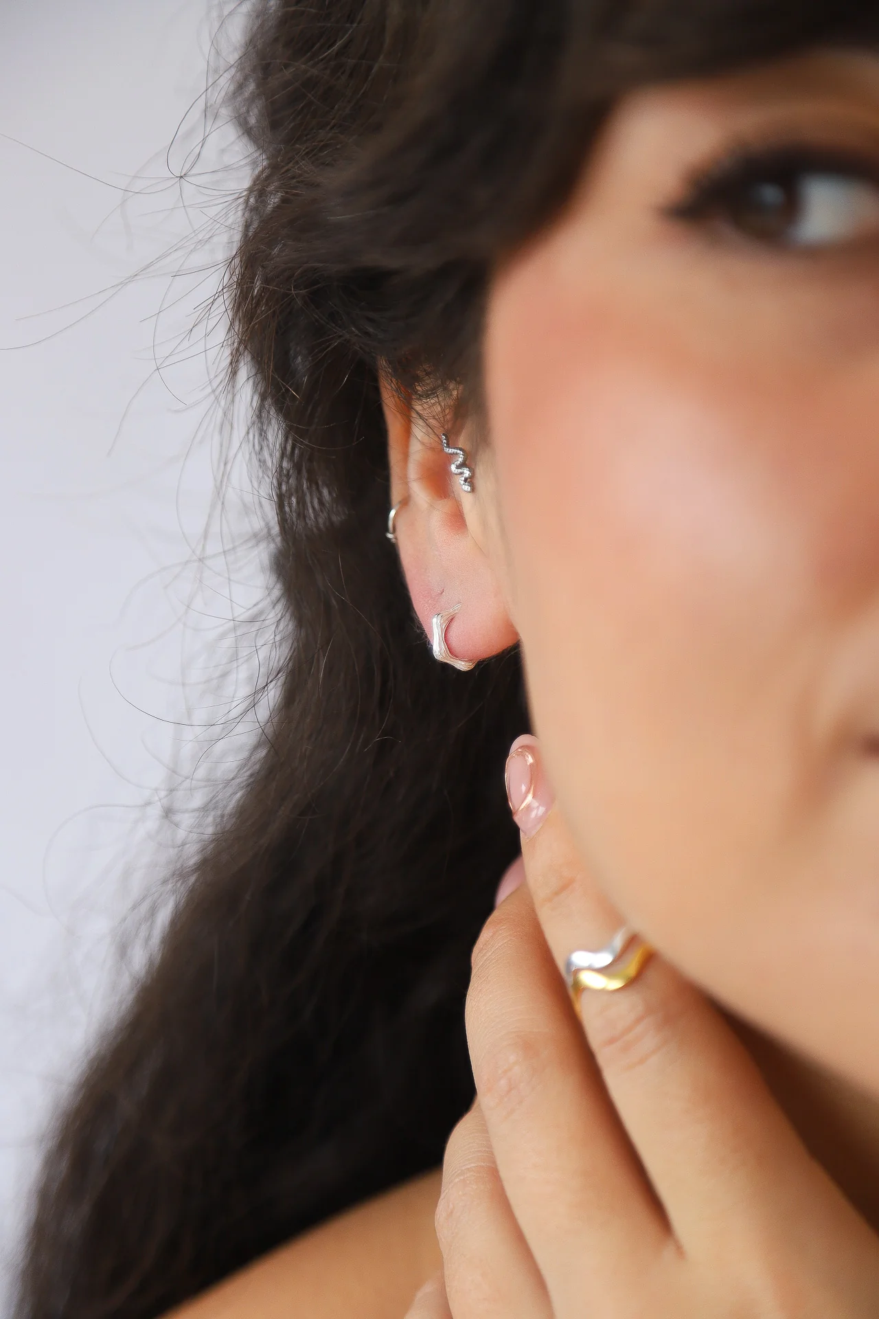 Bamboo Silver Hoops - Image 3