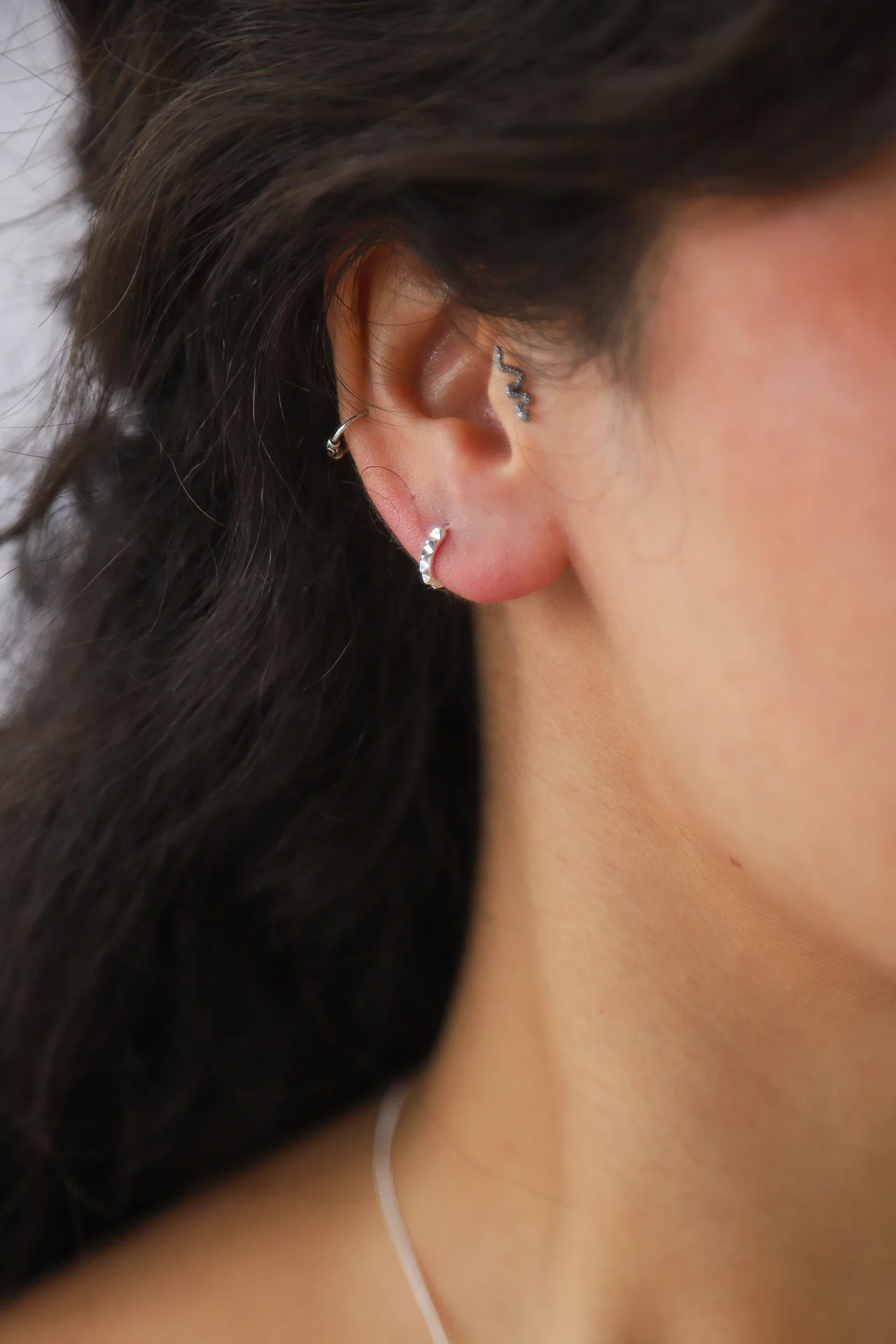 Blade Silver Hoops - Image 3