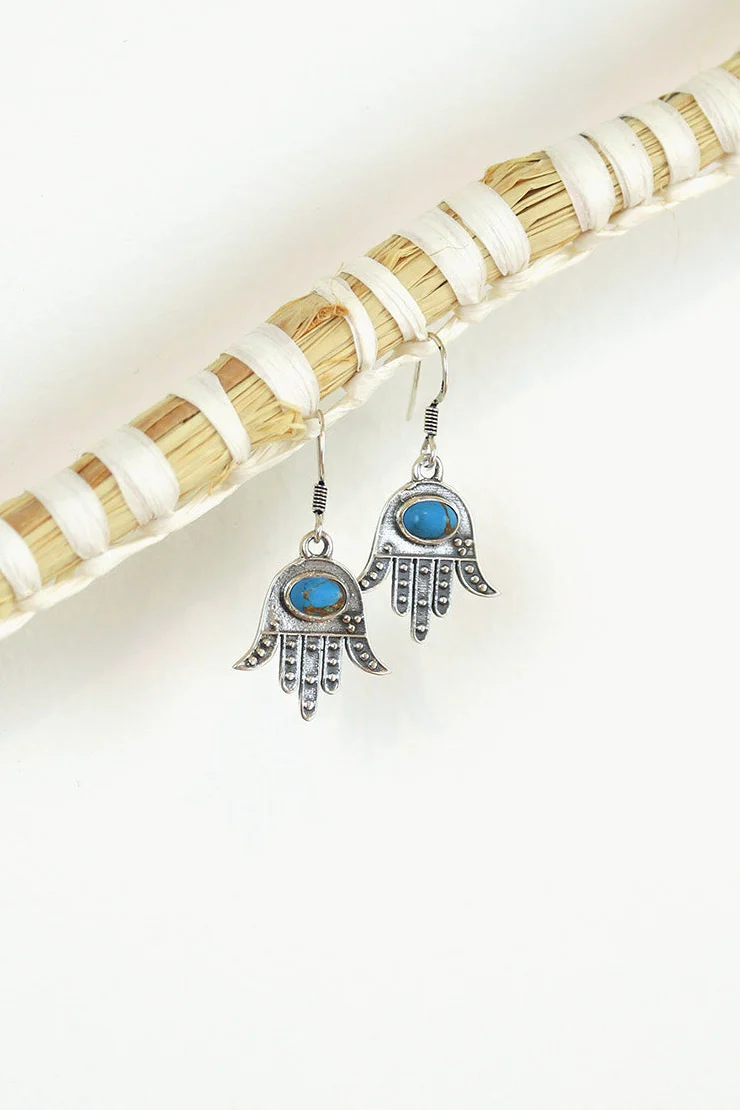 Blue Copper Turquoise Harta Earrings - Image 2