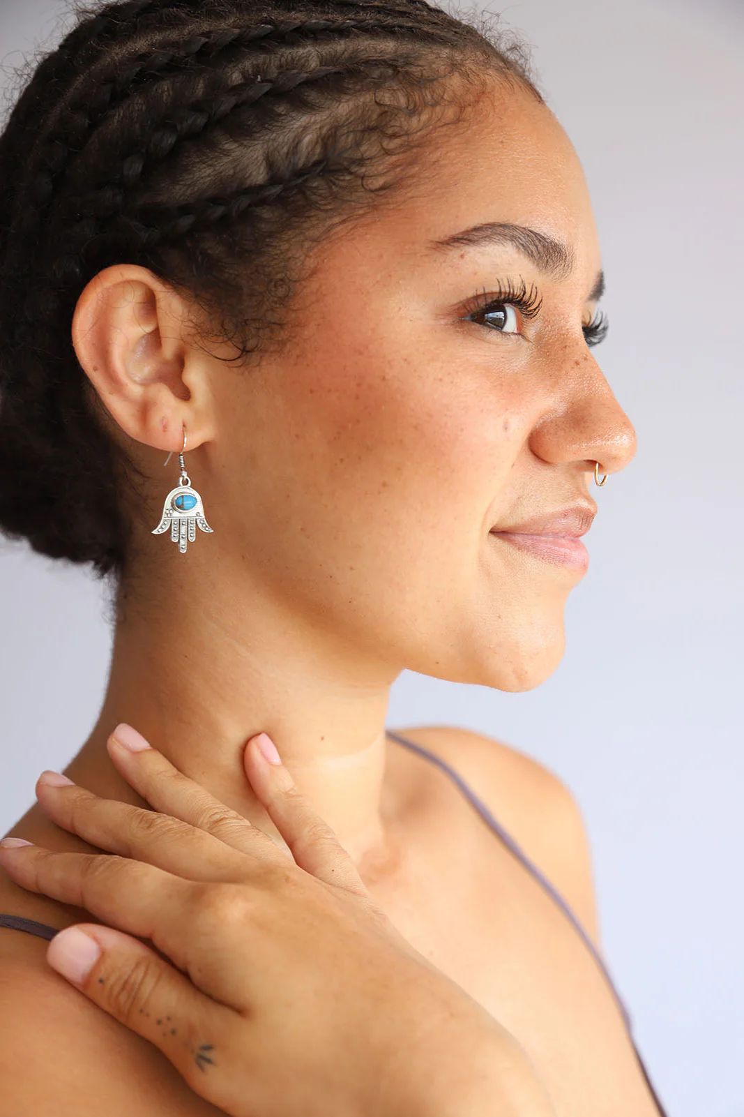 Blue Copper Turquoise Harta Earrings - Image 3