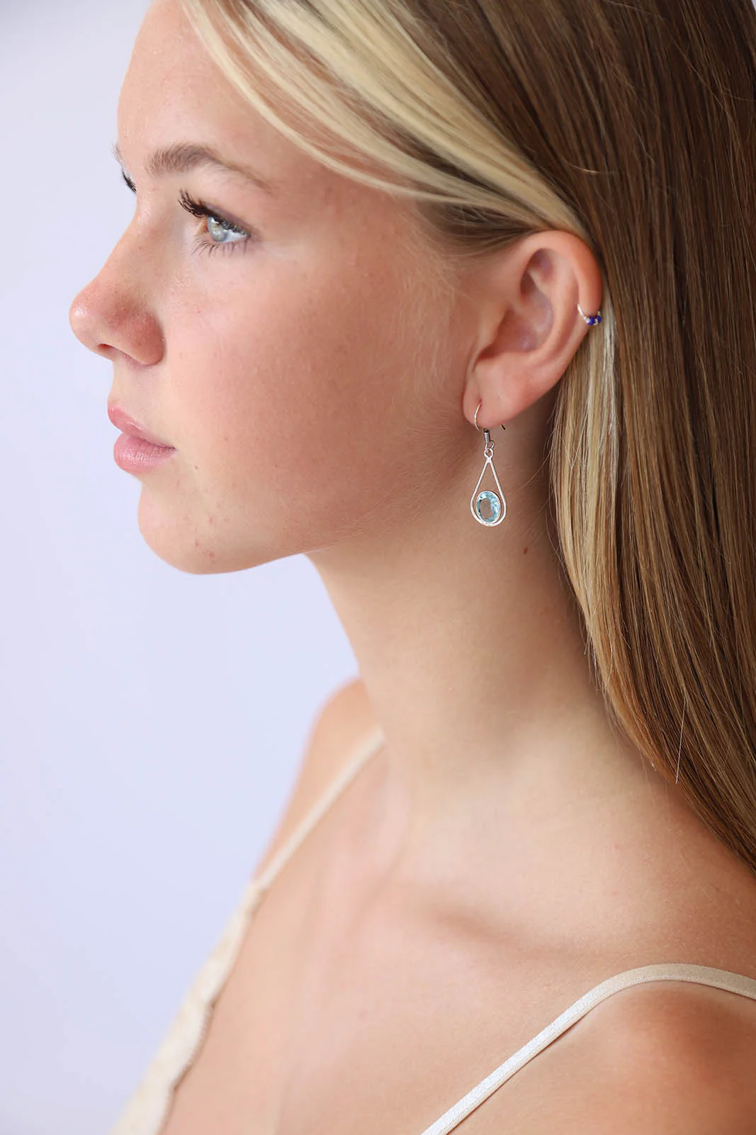 Blue Topaz Teardrop Earrings - Image 3