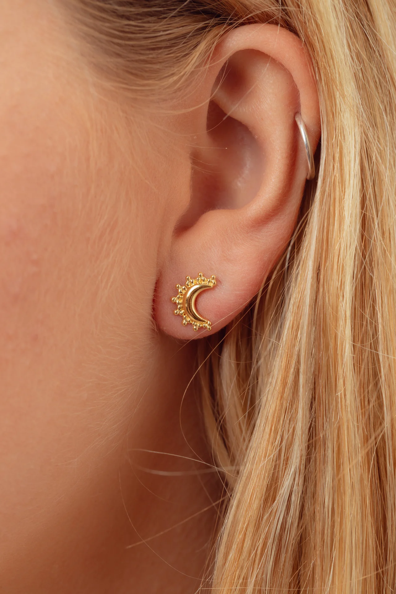 Celestie Gold Moon Studs