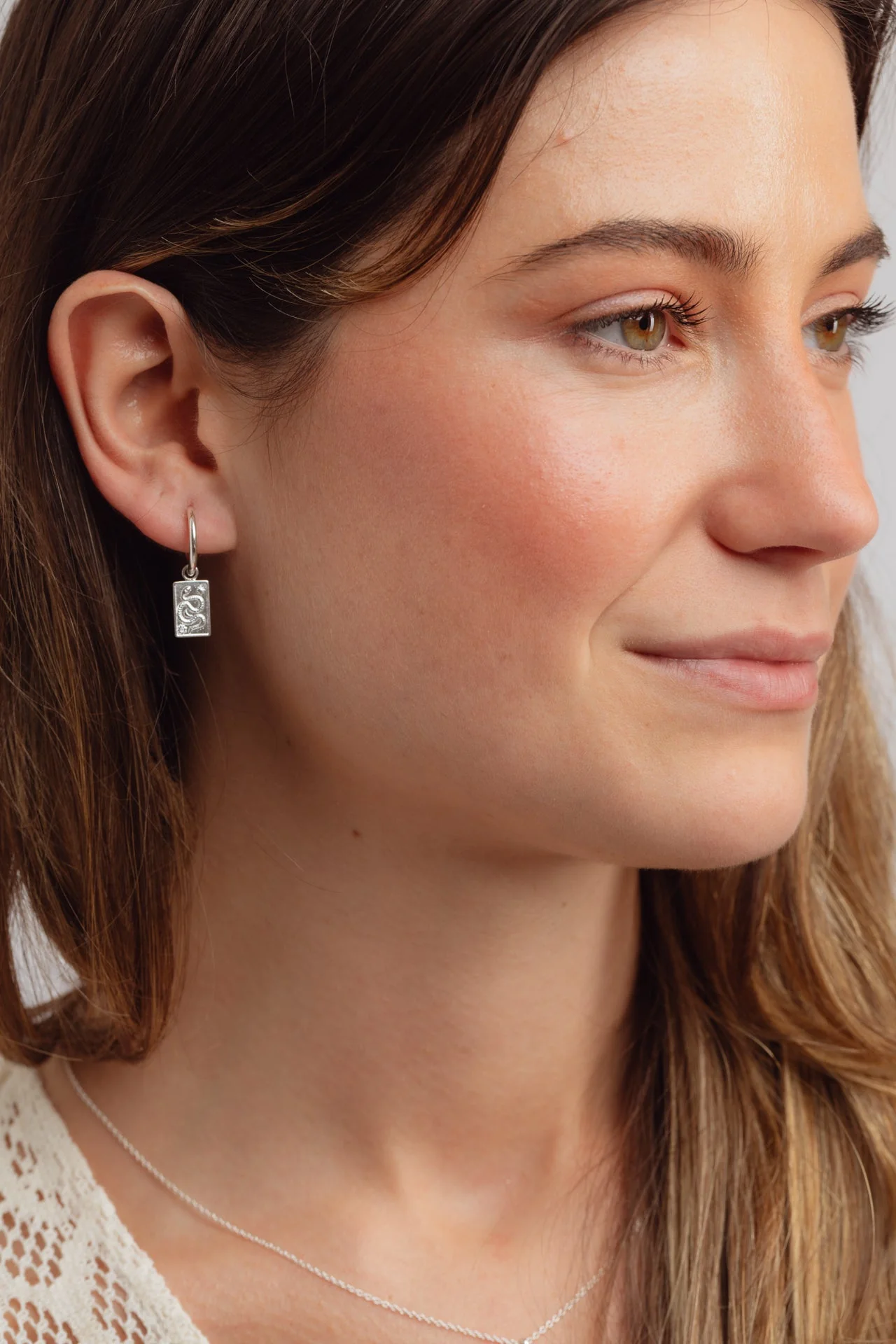 Ophira Silver Charm Hoops - Image 2