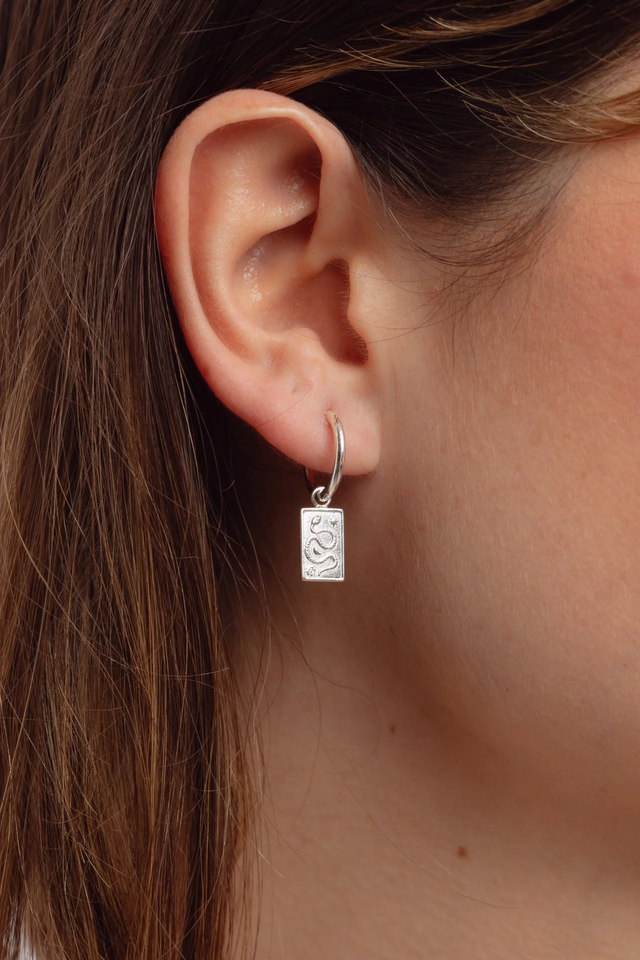 Ophira Silver Charm Hoops - Image 3