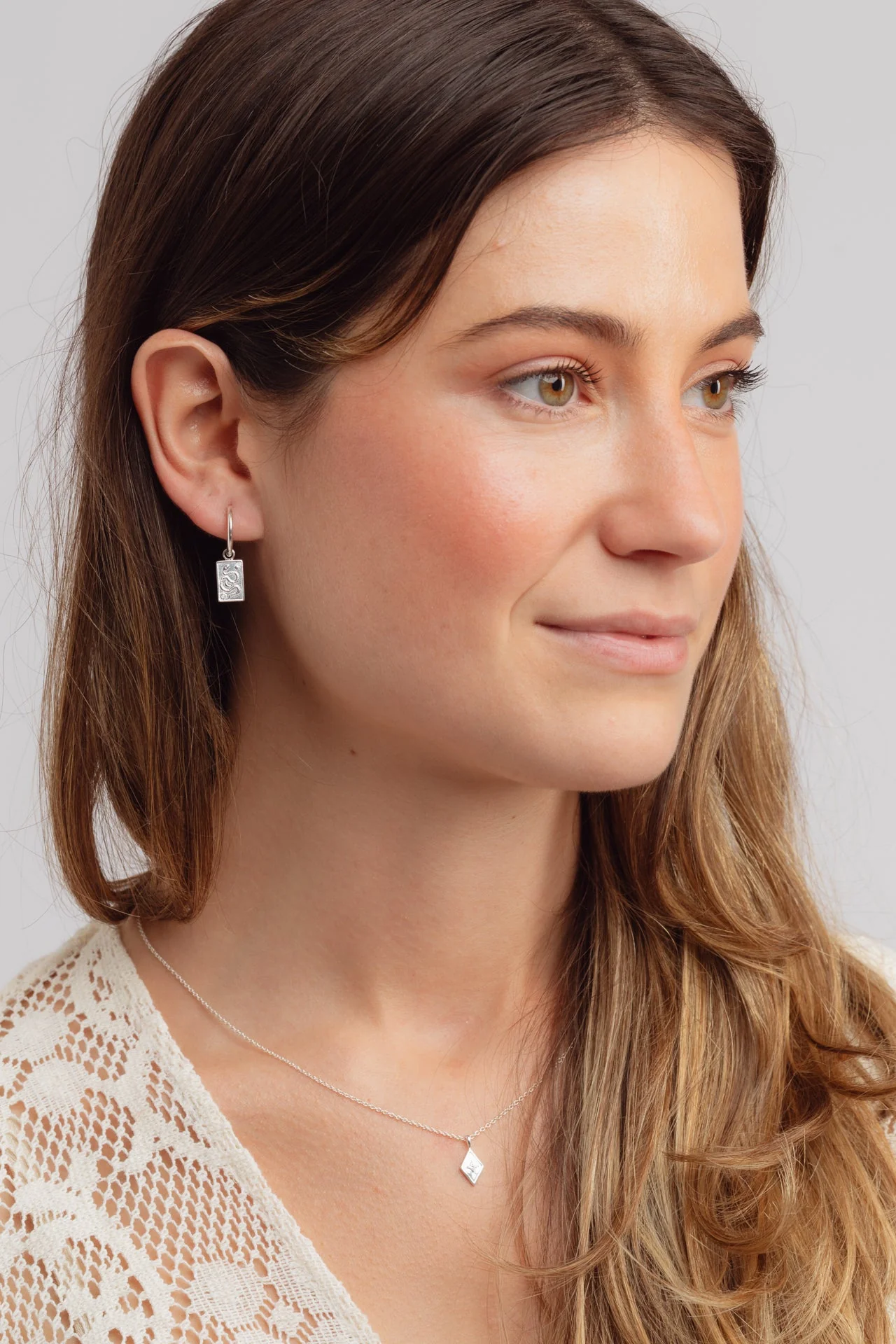 Ophira Silver Charm Hoops - Image 4
