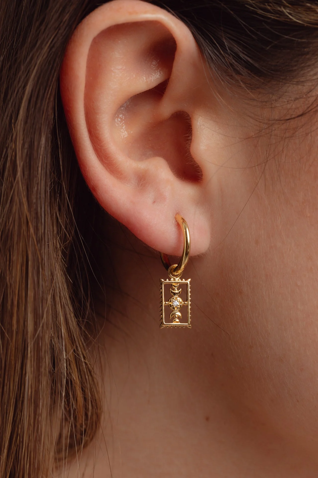Orianna Gold Charm Hoops - Image 3