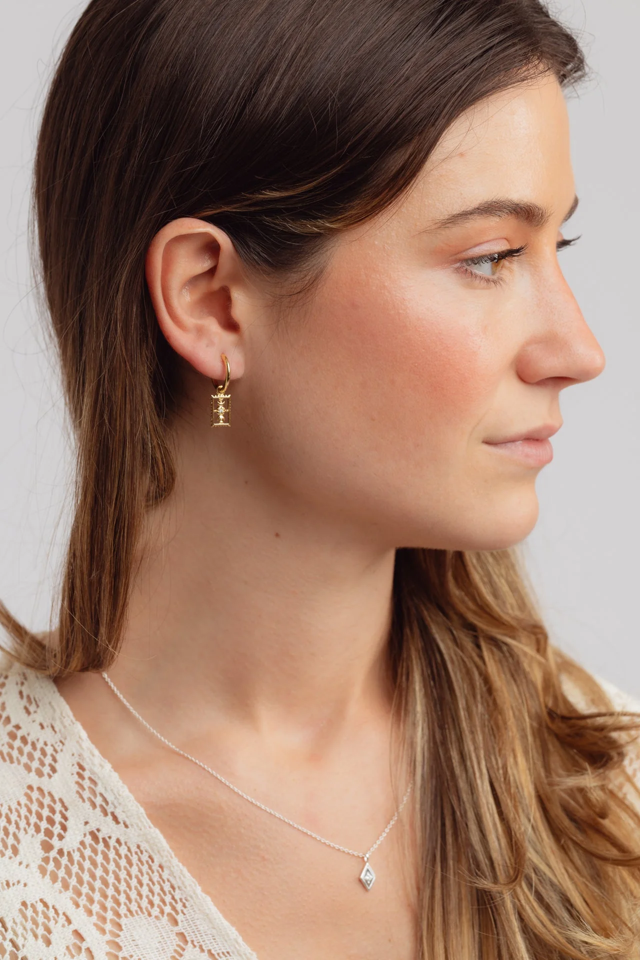 Orianna Gold Charm Hoops - Image 4
