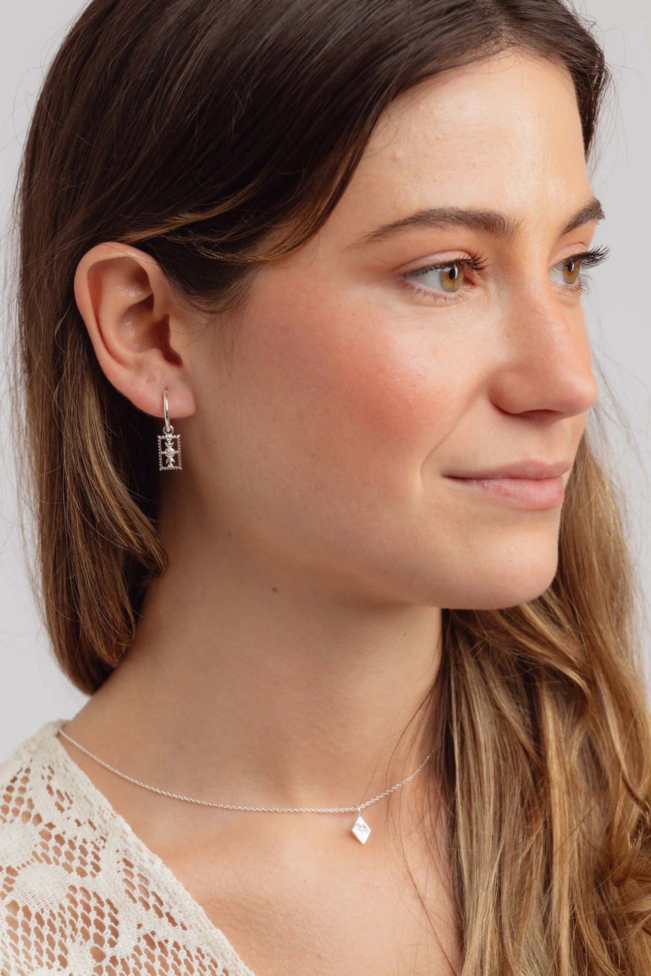 Orianna Silver Charm Hoops - Image 2