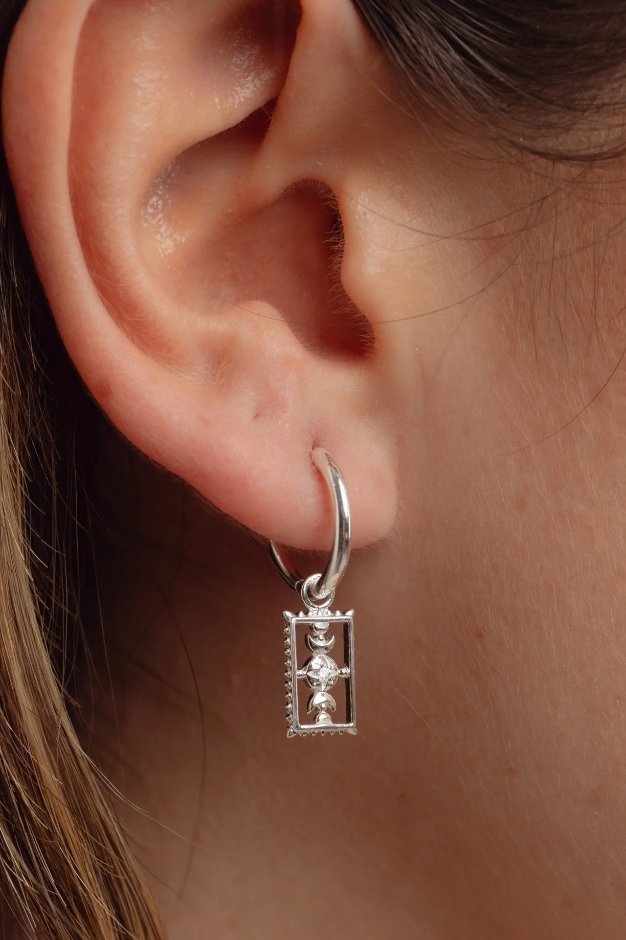 Orianna Silver Charm Hoops - Image 3