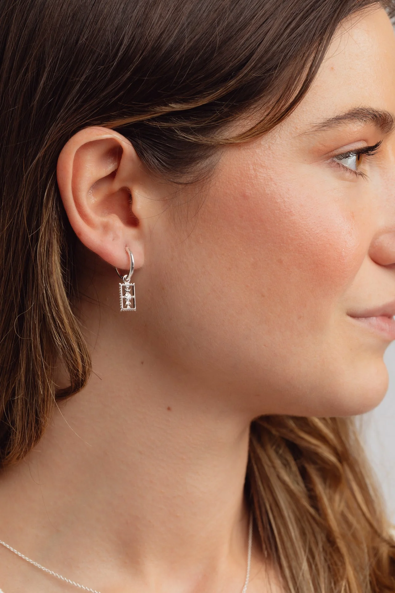 Orianna Silver Charm Hoops - Image 4