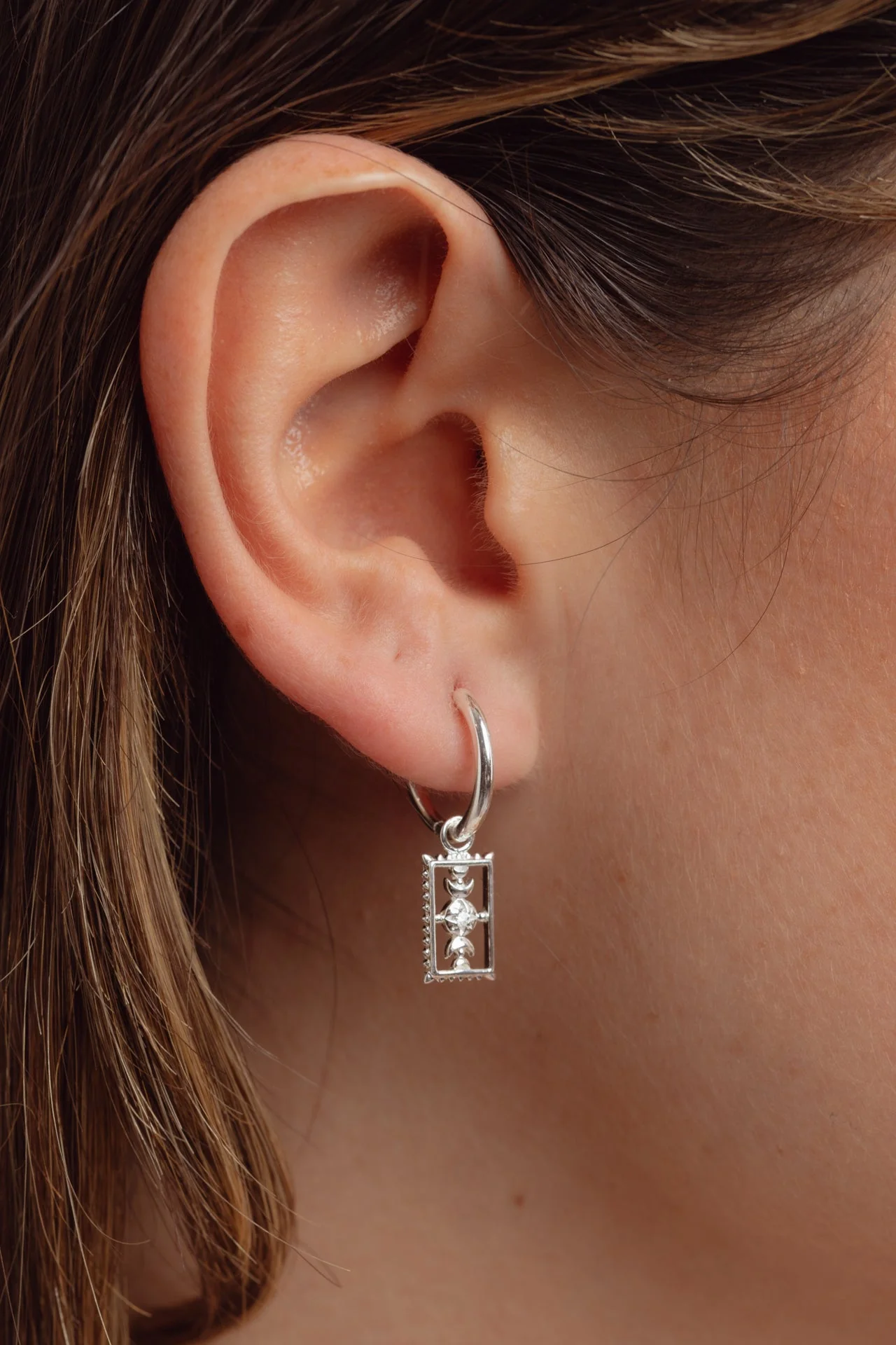 Orianna Silver Charm Hoops - Image 5