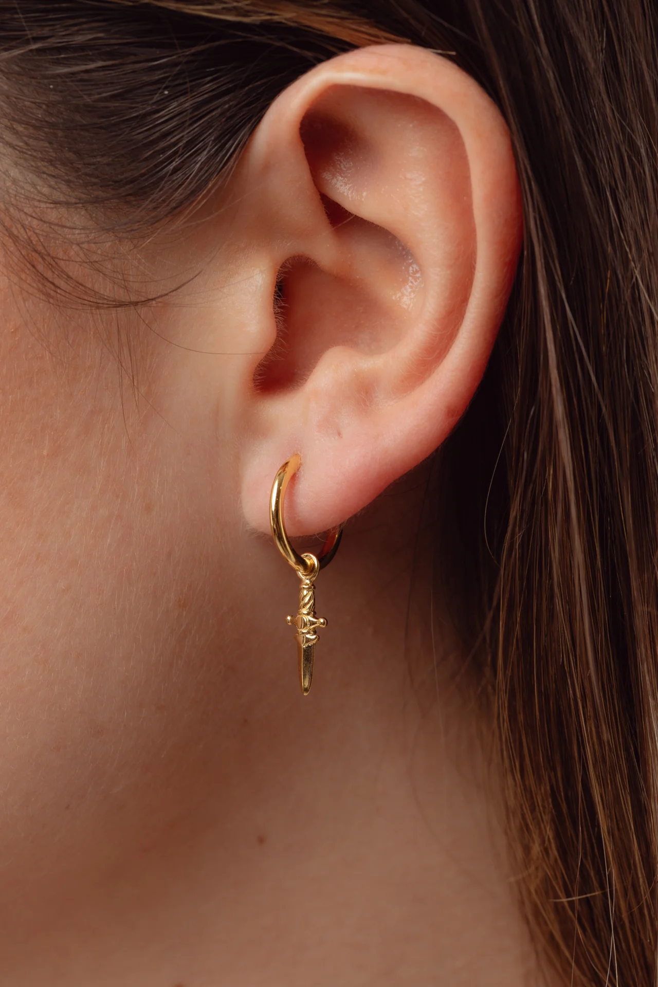 Dagger Gold Charm Hoops - Image 3