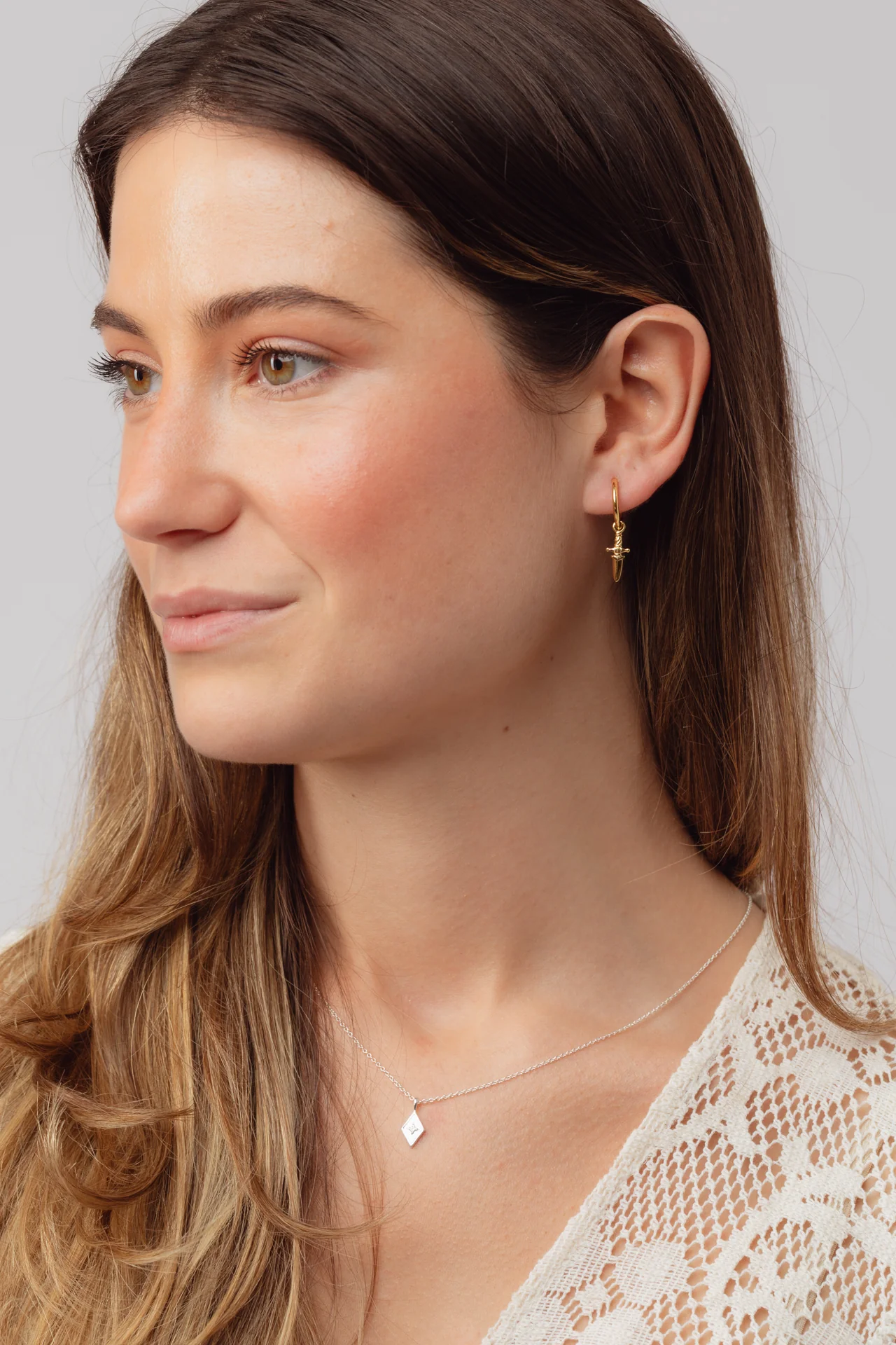 Dagger Gold Charm Hoops - Image 4