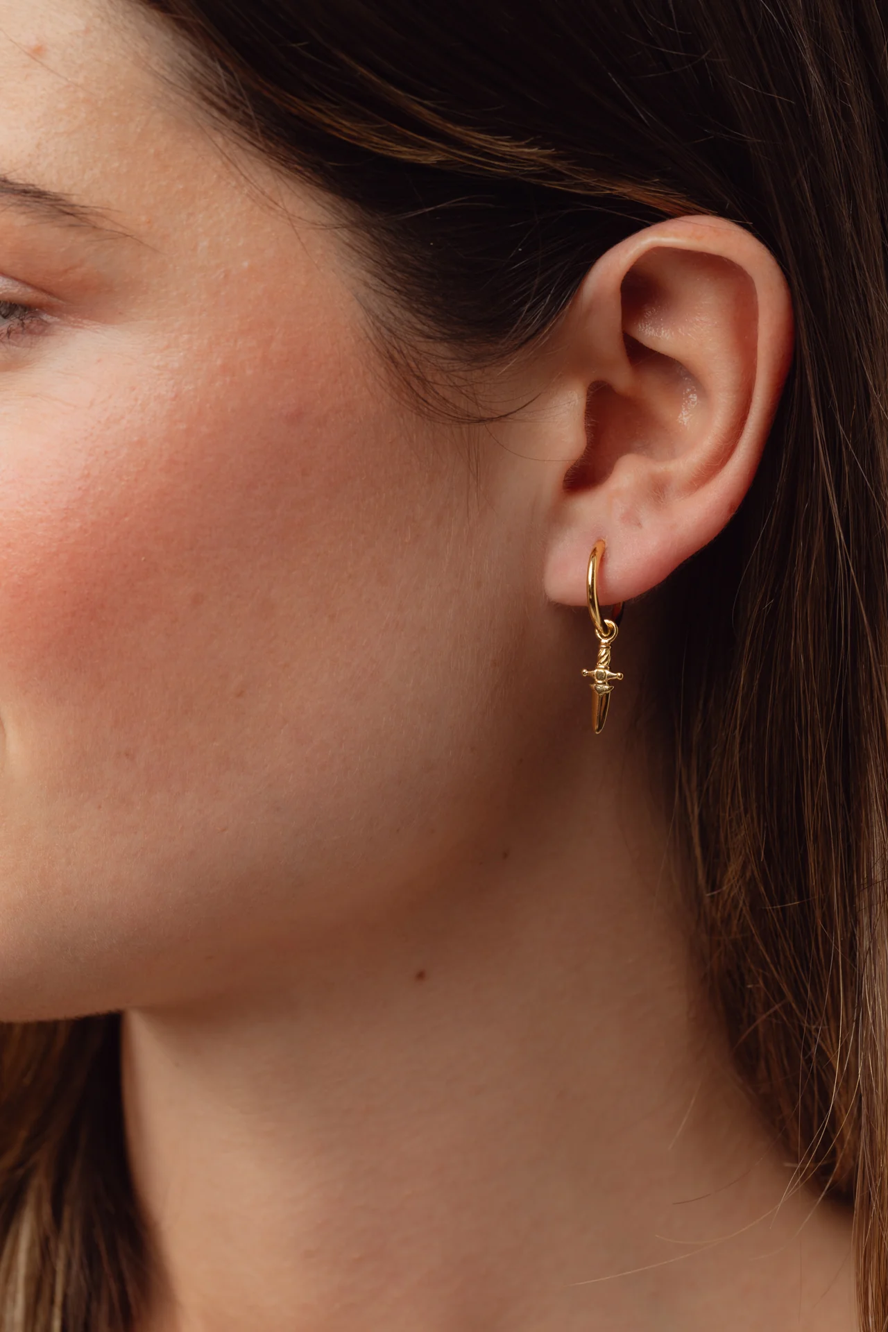 Dagger Gold Charm Hoops - Image 5