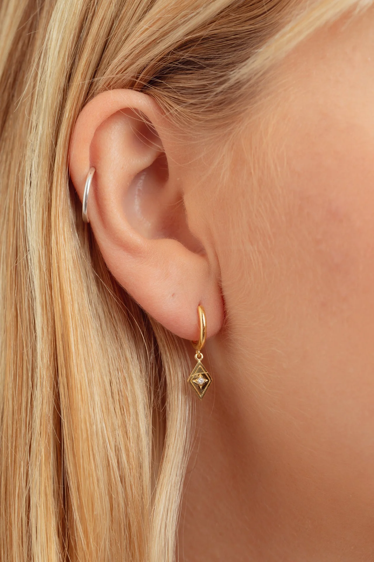 Lumi Star Gold Charm Hoops - Image 3