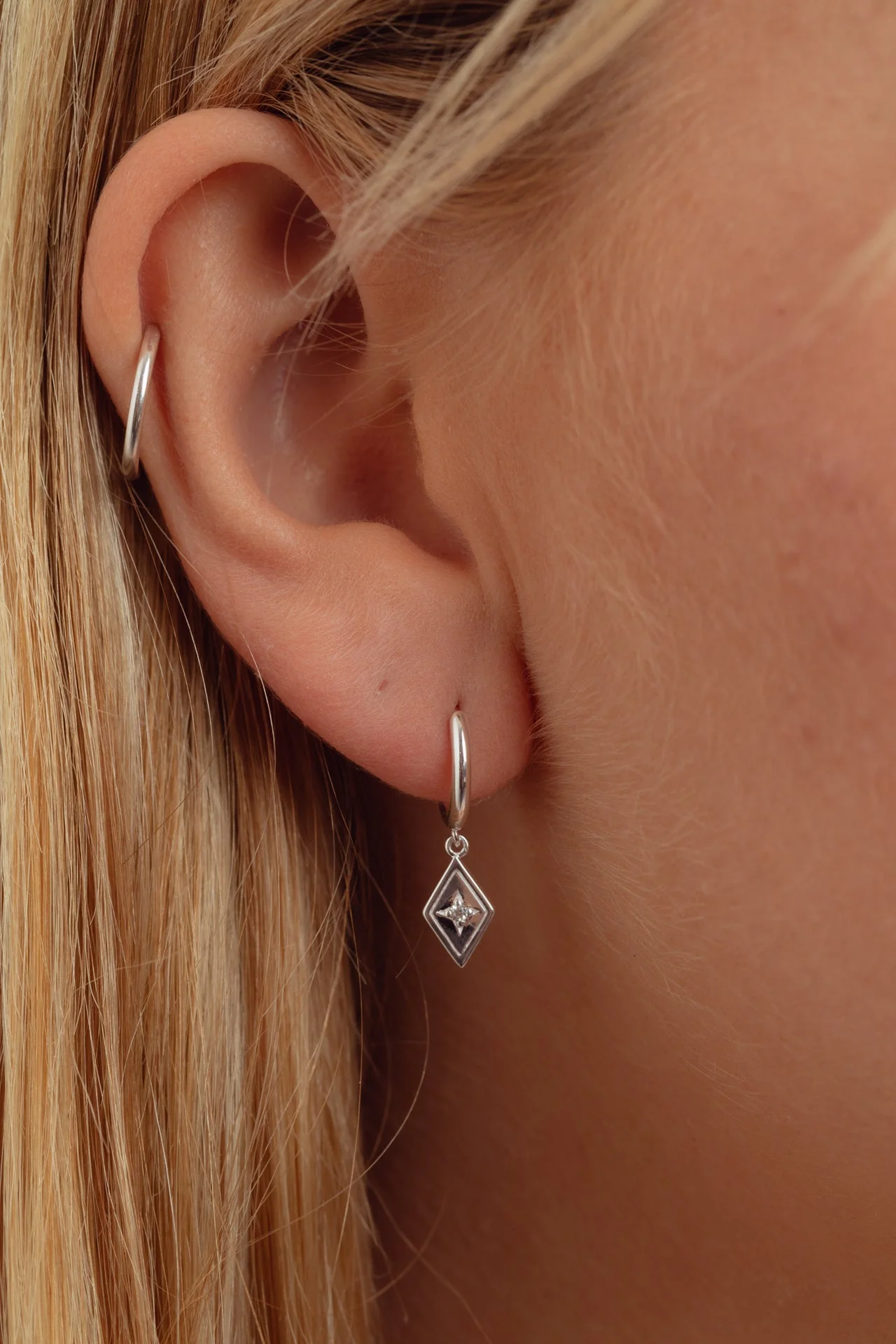 Lumi Star Silver Charm Hoops