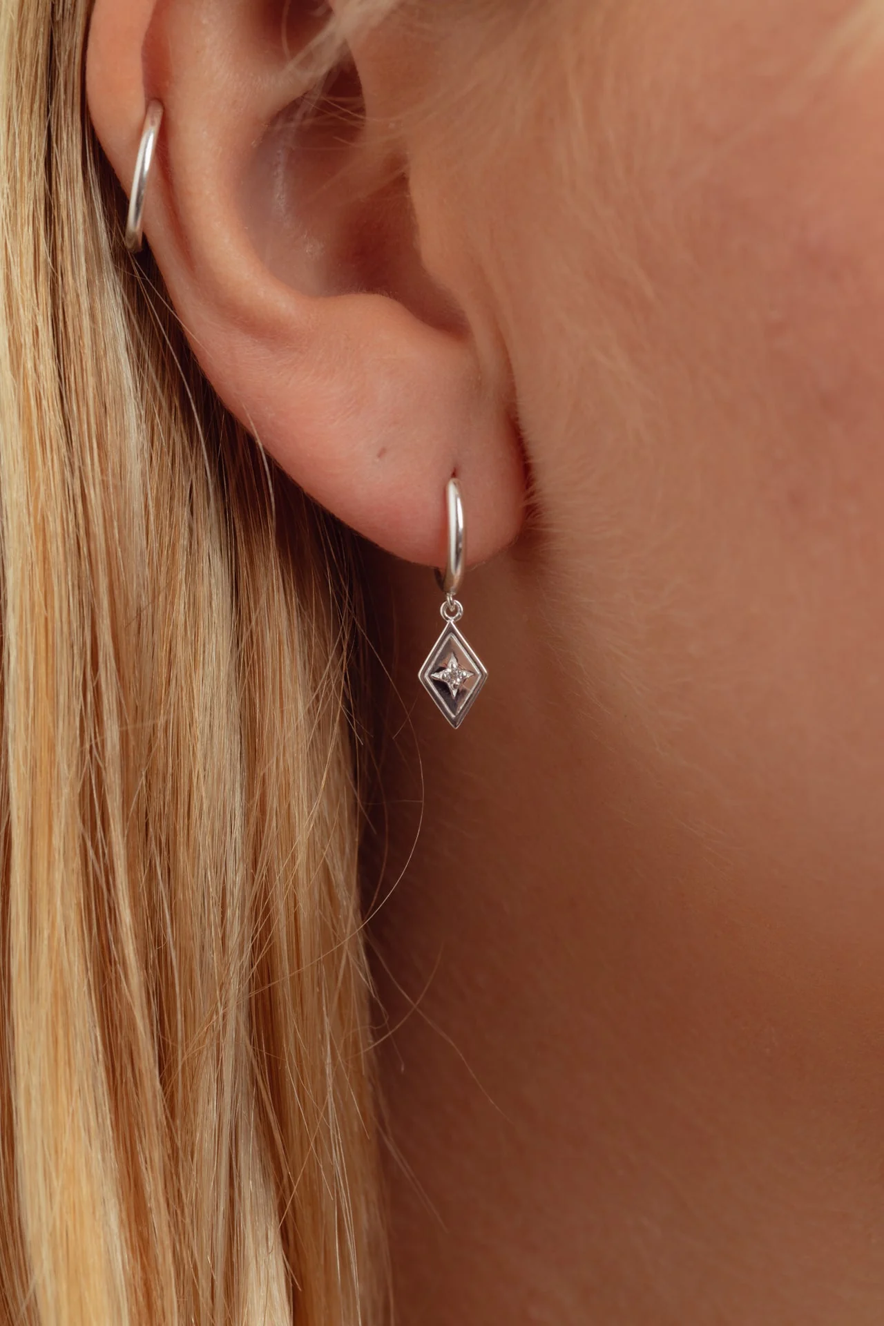 Lumi Star Silver Charm Hoops - Image 3