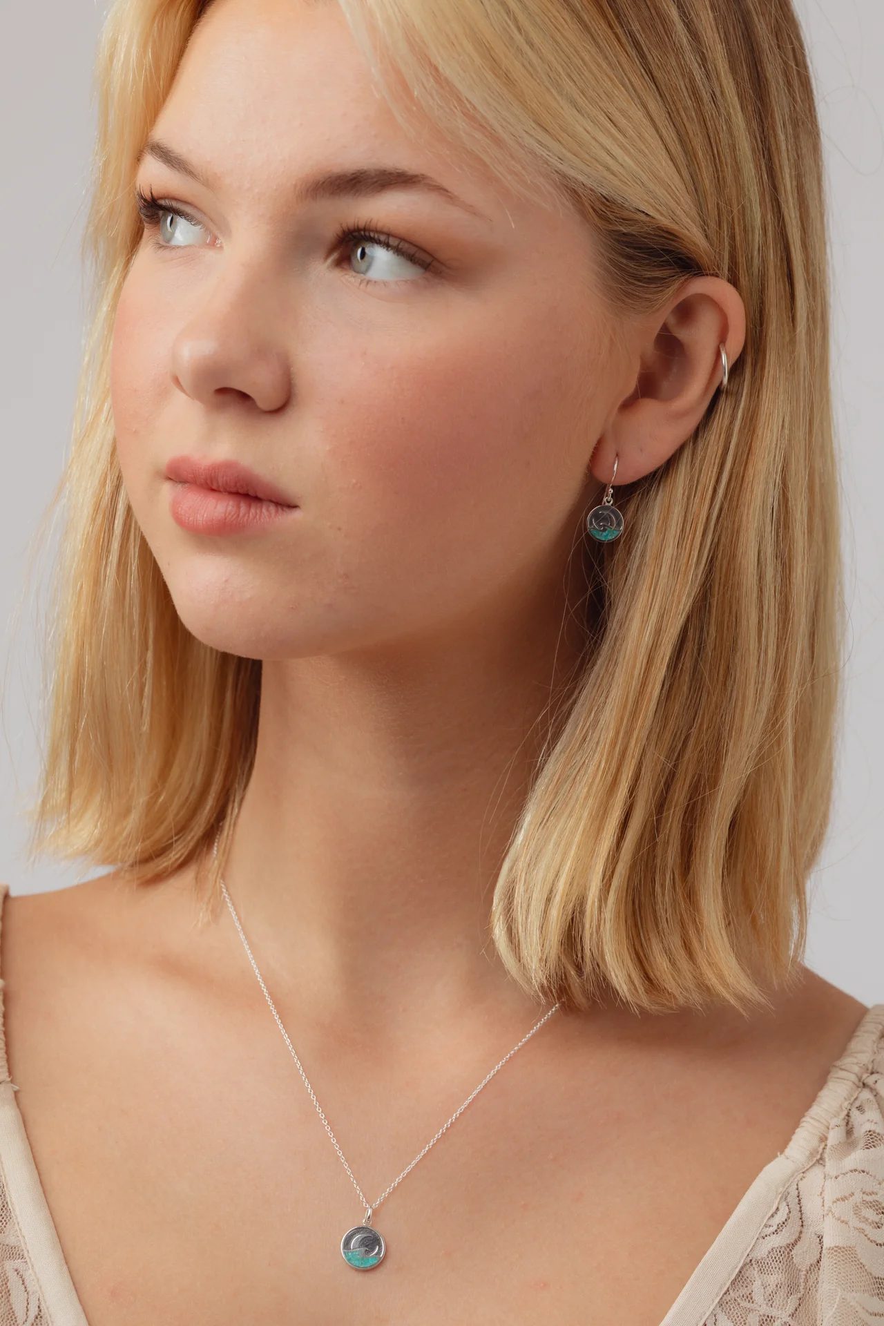 Navae Turquoise Silver Earrings - Image 2