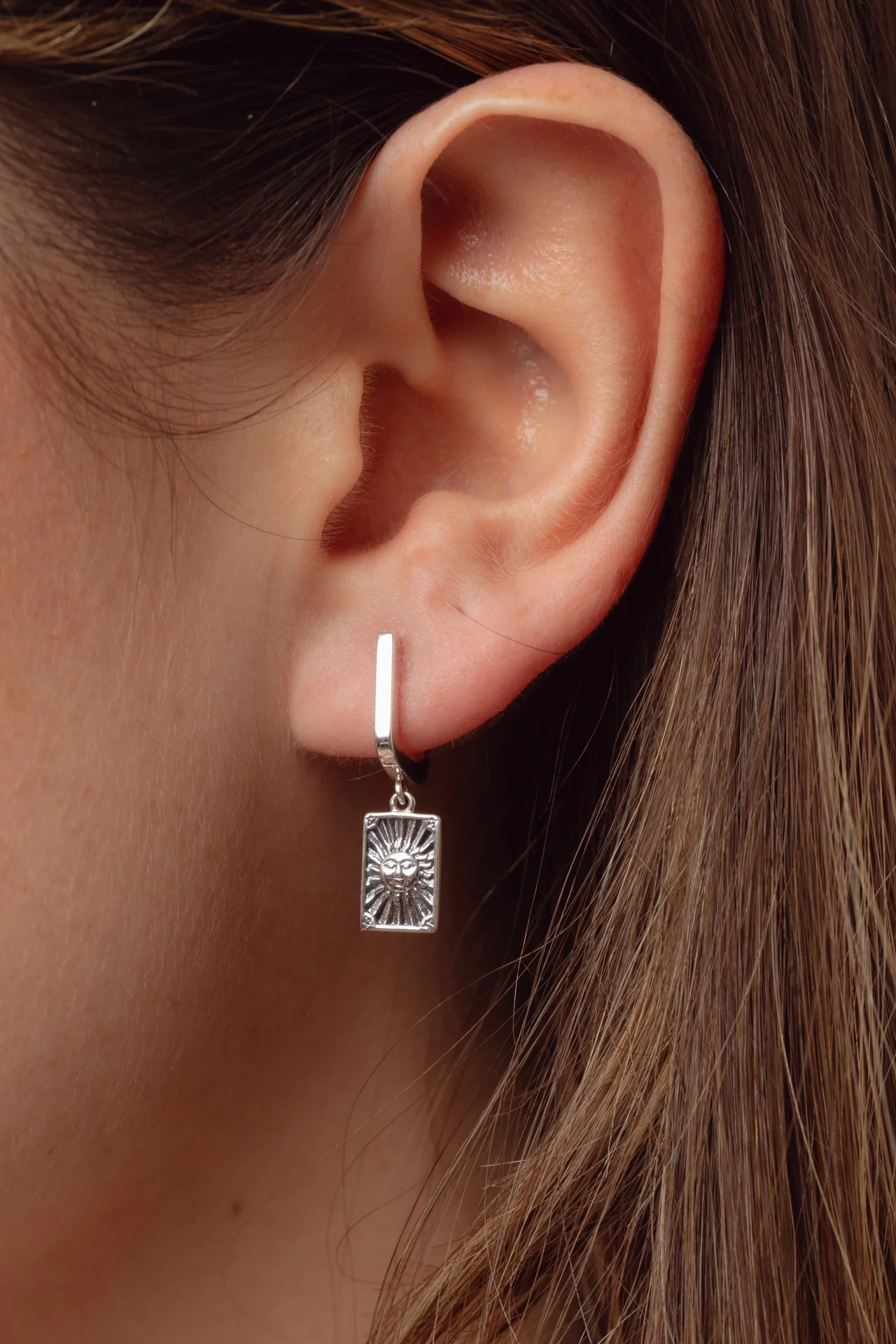 Noor Silver Charm Hoops