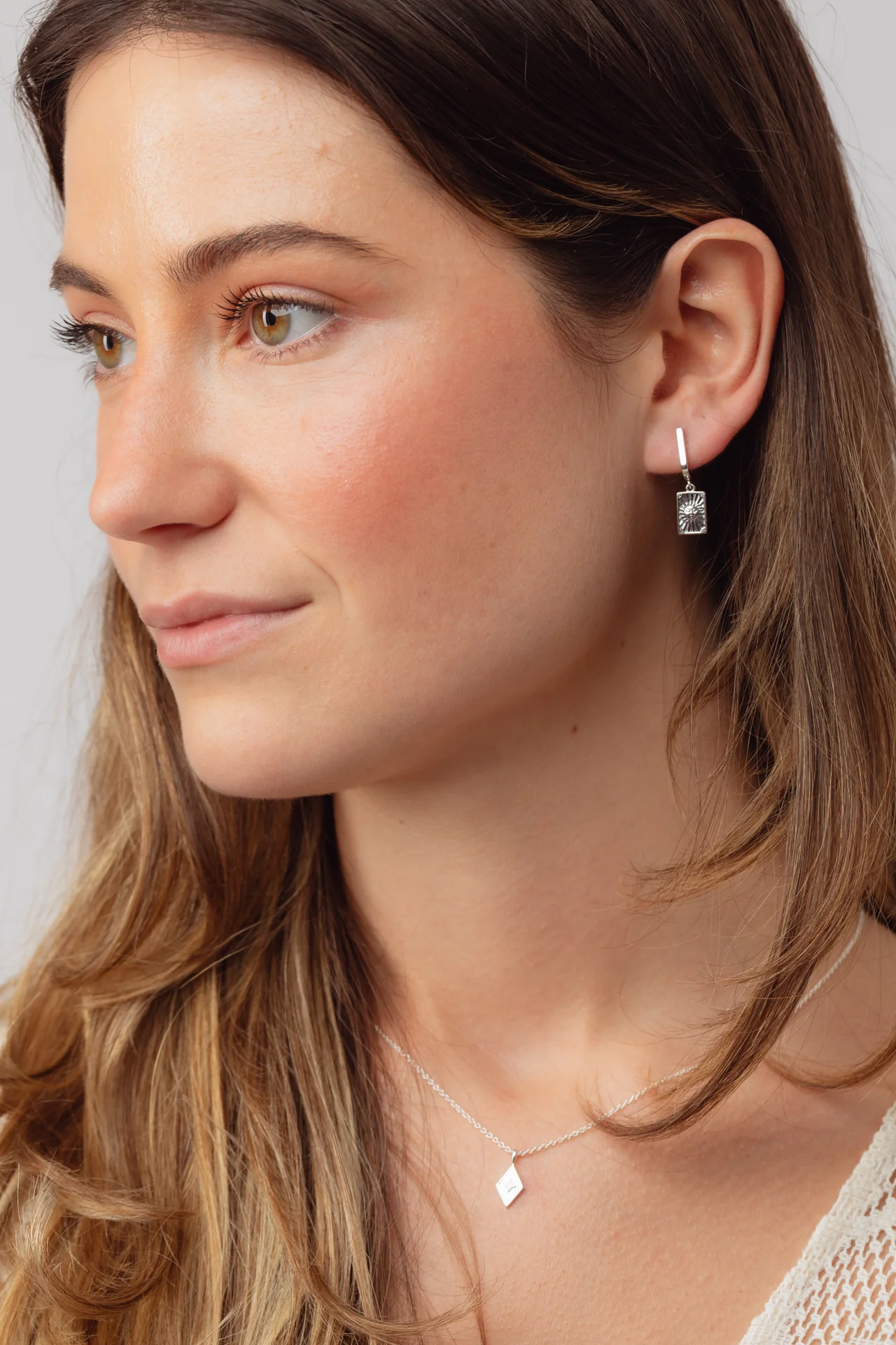Noor Silver Charm Hoops - Image 2