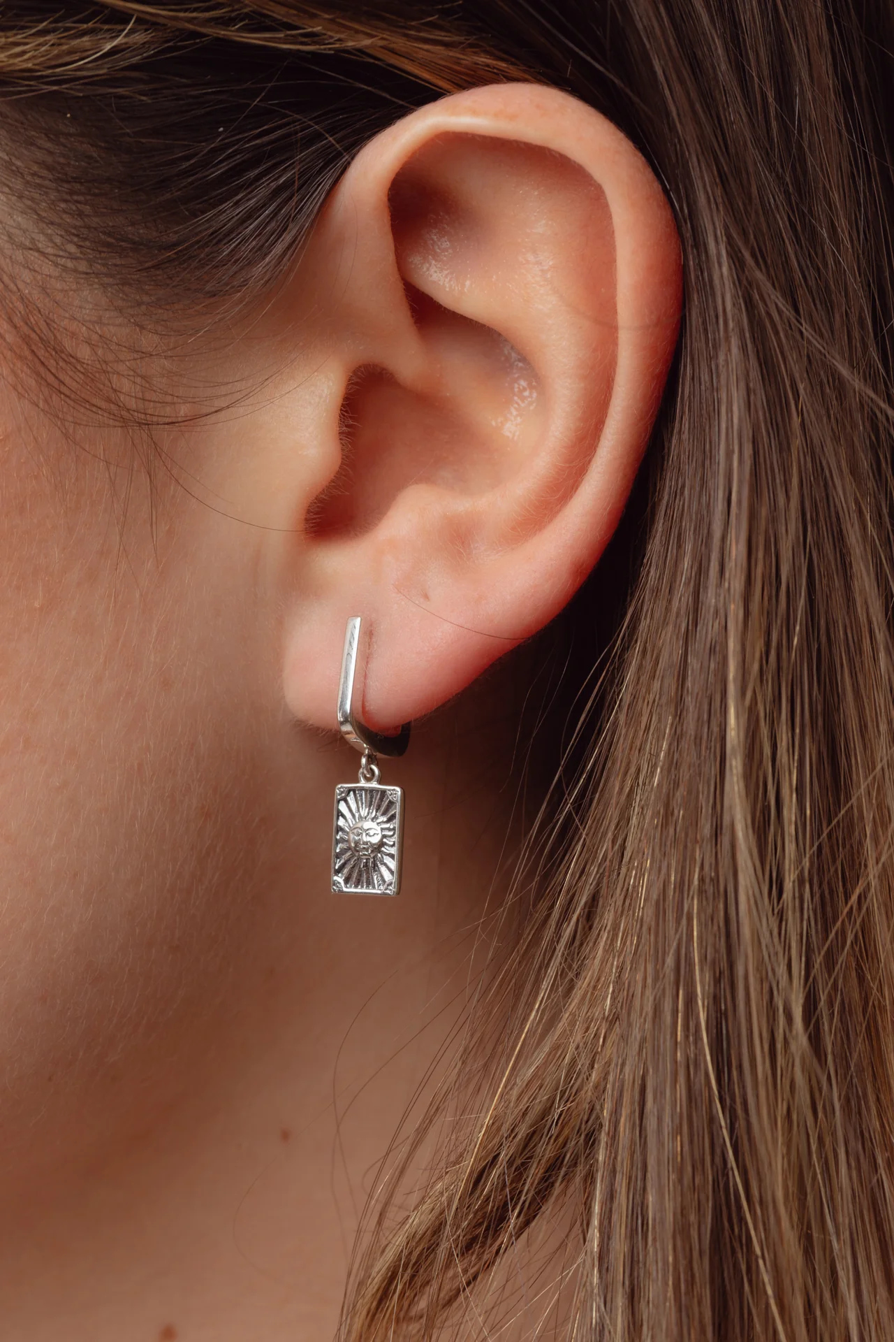 Noor Silver Charm Hoops - Image 3