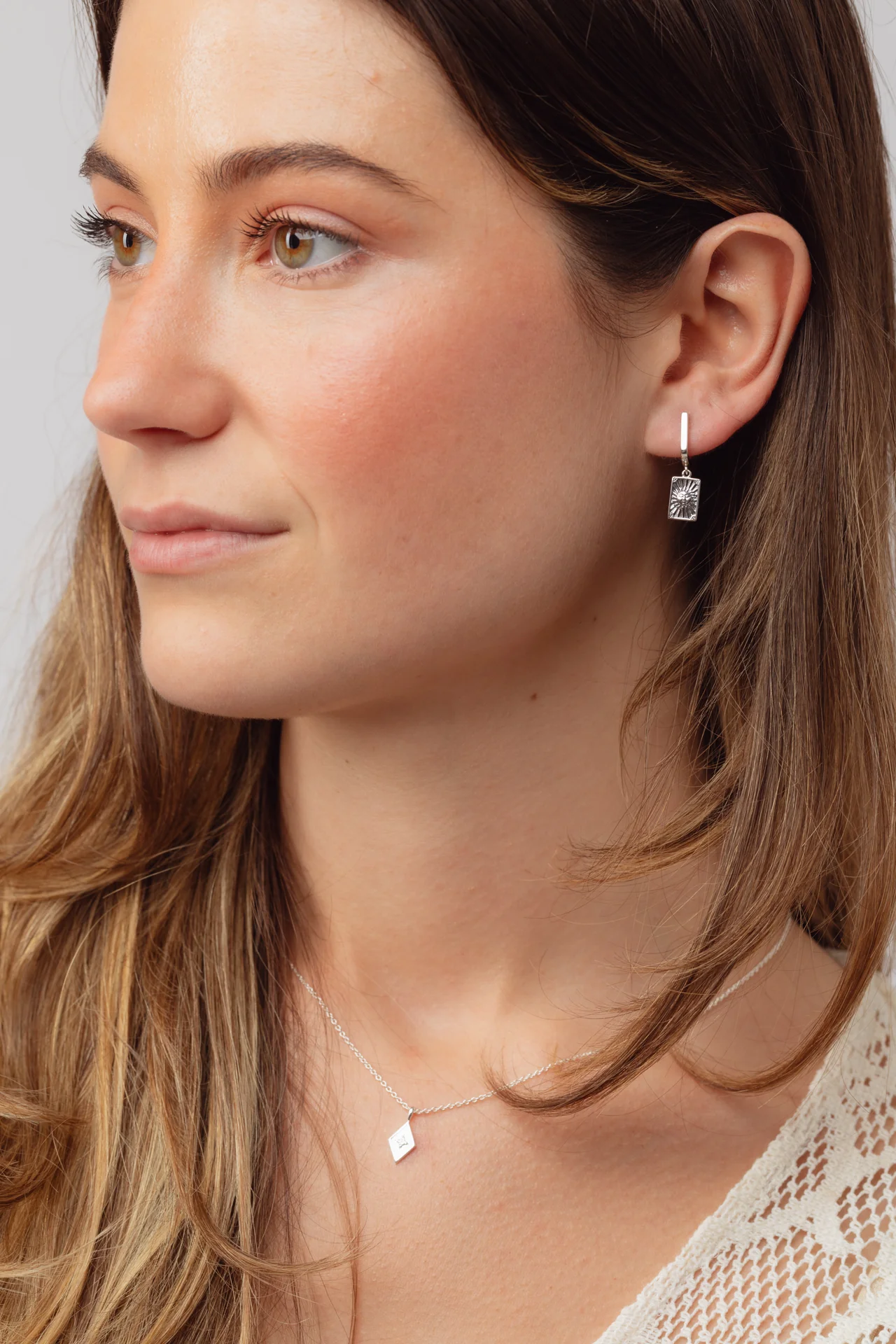 Noor Silver Charm Hoops - Image 4