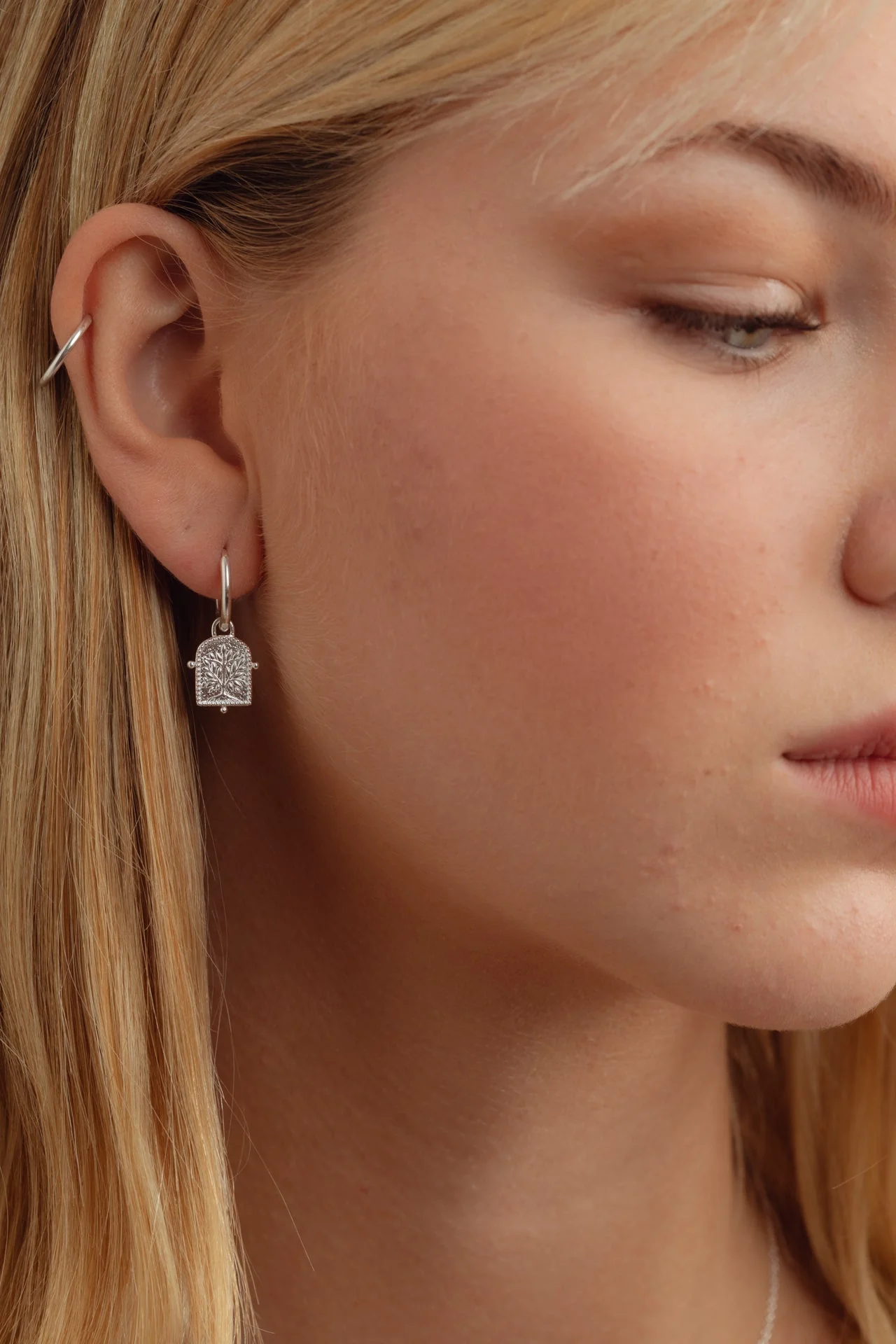 Thendro Silver Charm Hoops - Image 3