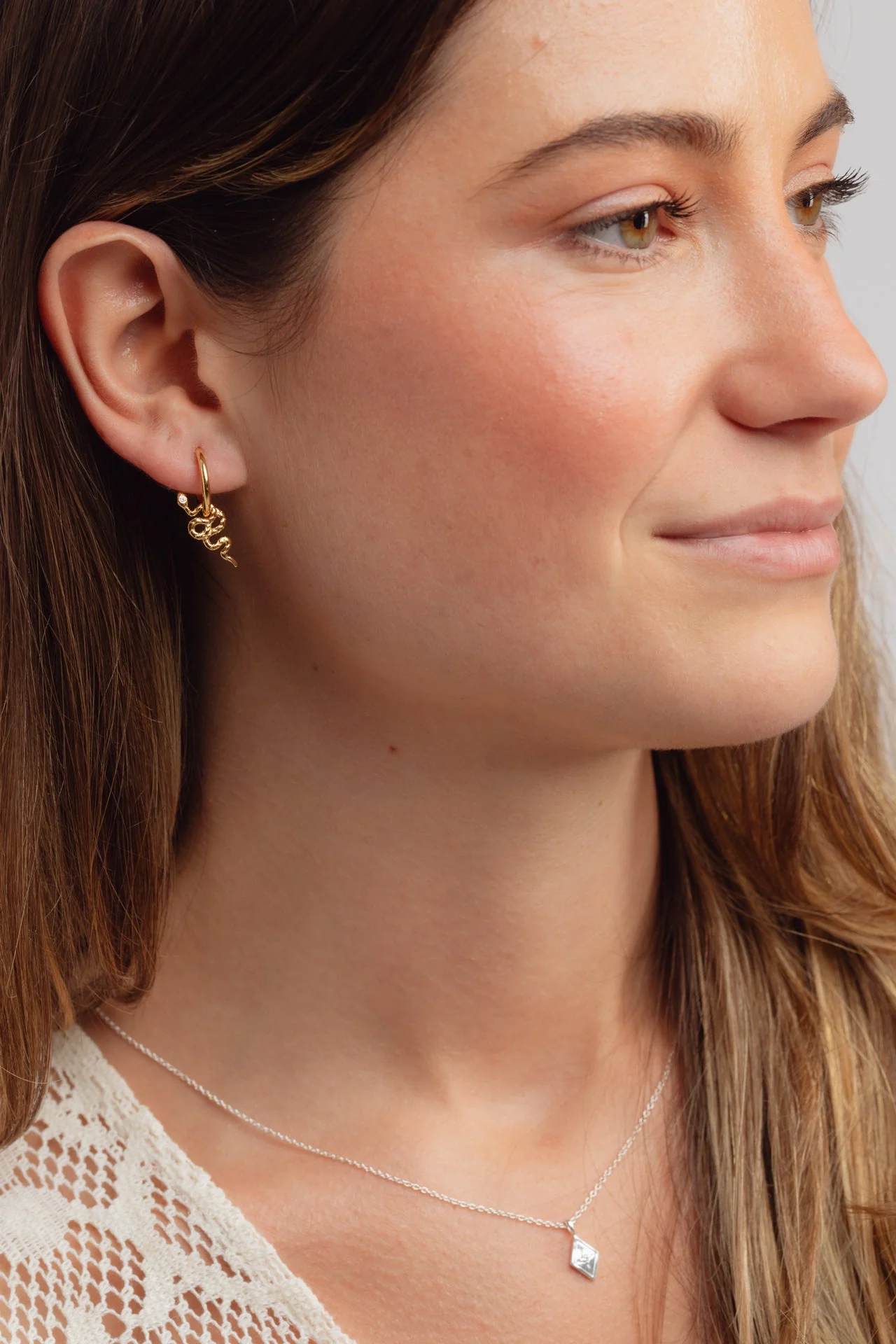 Slither Snake Charm Gold Hoops - Image 2