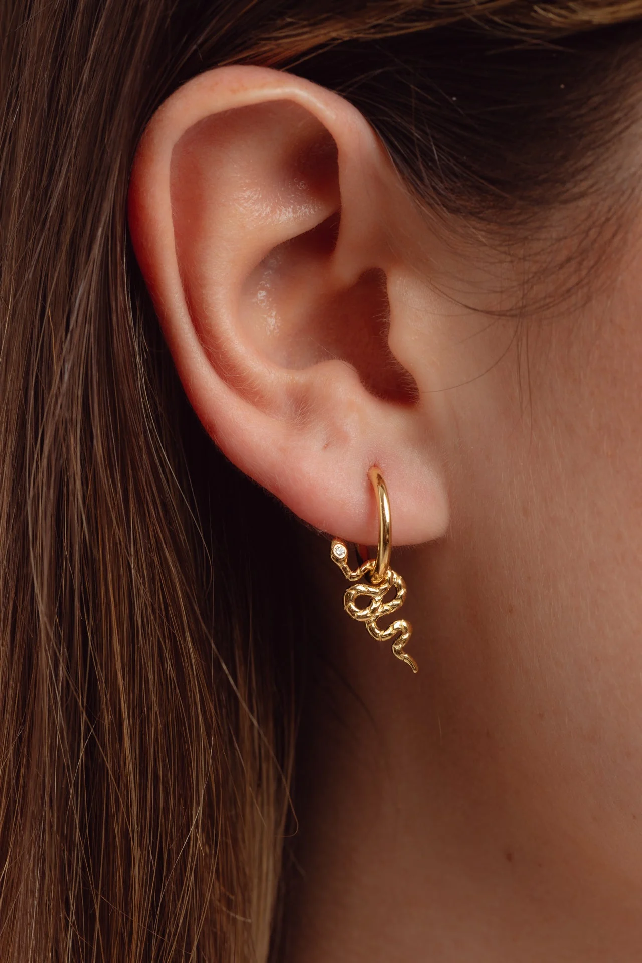 Slither Snake Charm Gold Hoops - Image 3
