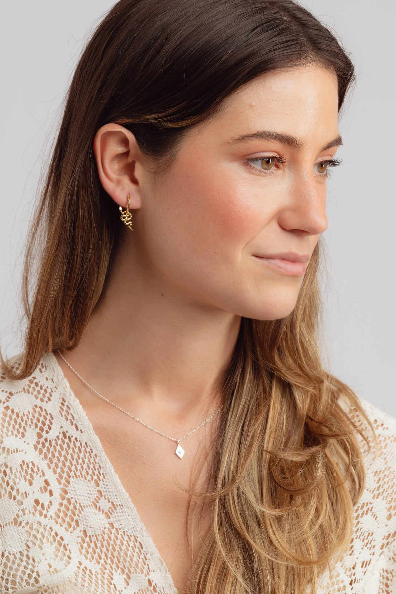 Slither Snake Charm Gold Hoops - Image 4