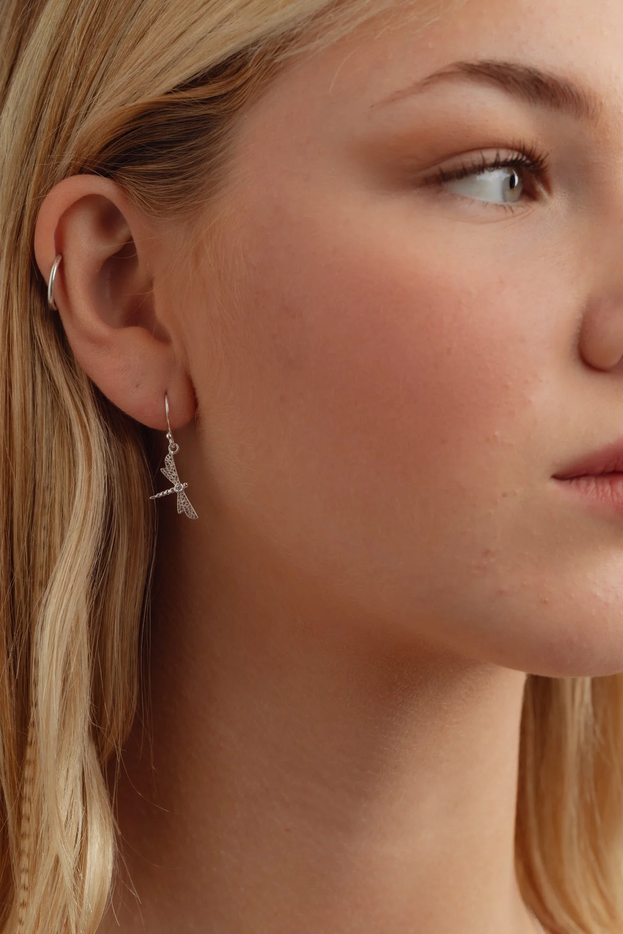 Dragonfly Cubic Zirconia Silver Earrings