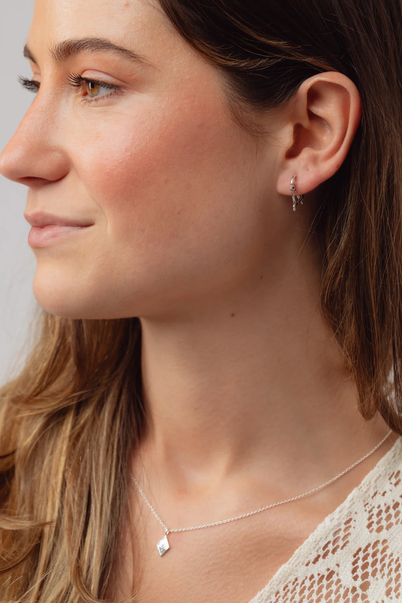 Kaeli Tribal Silver Hoops - Image 2