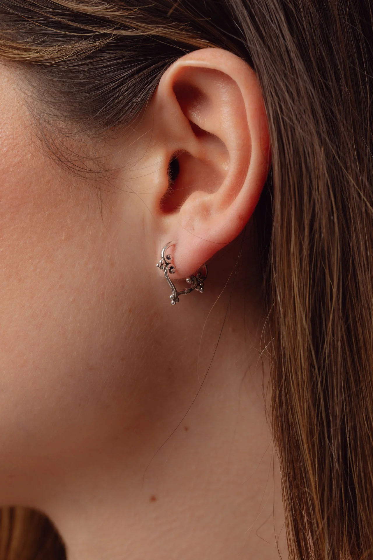 Kaeli Tribal Silver Hoops - Image 3