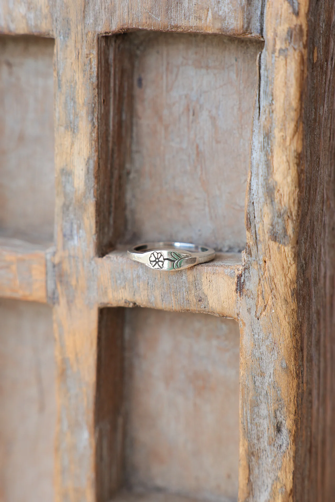 Flower Long Stem Stamp Ring - Image 2