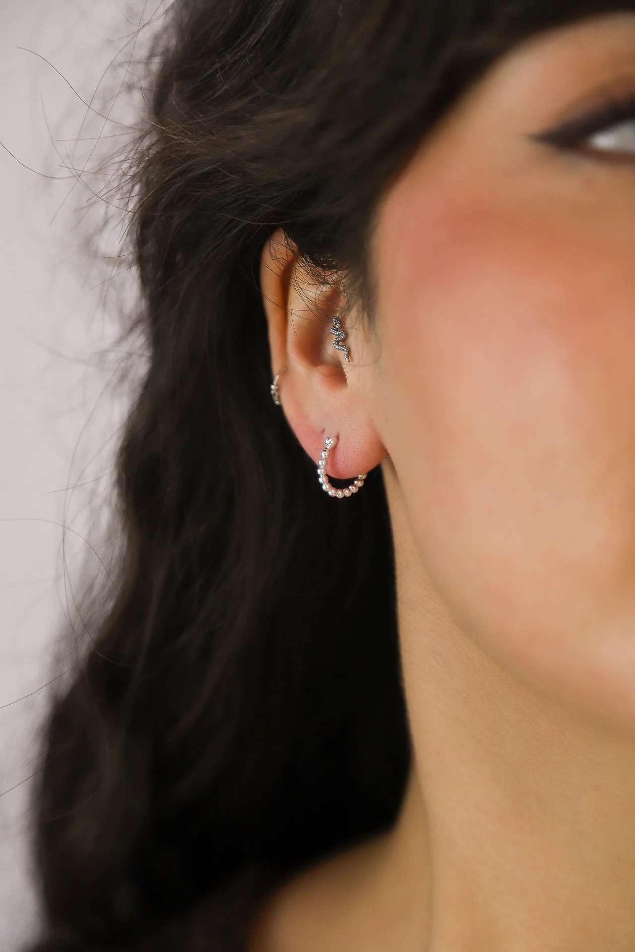 Gale Silver Dotted Hoops - Image 3