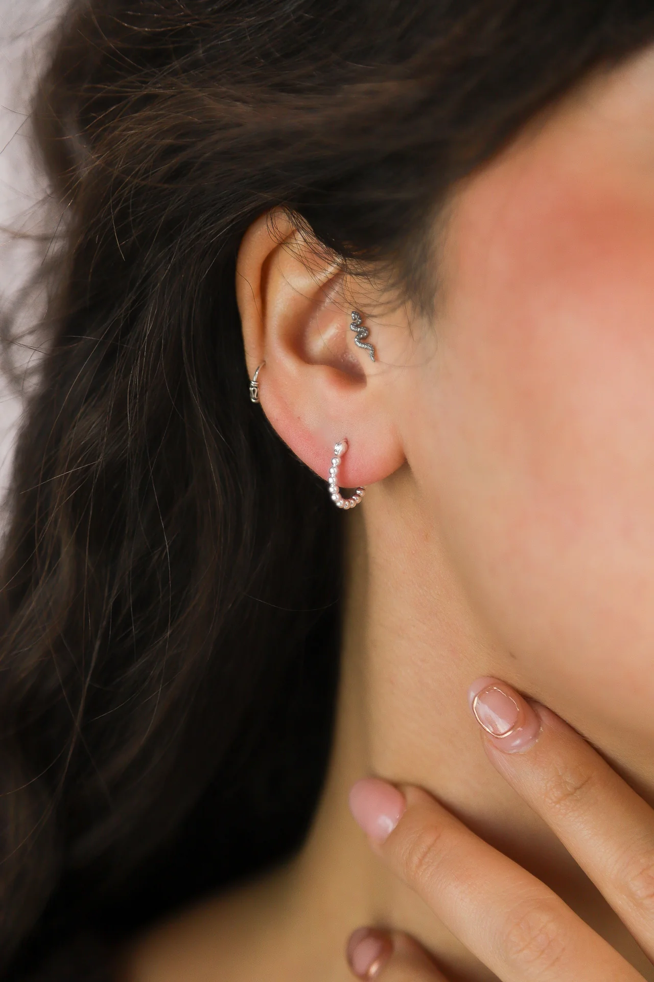 Gale Silver Dotted Hoops - Image 4