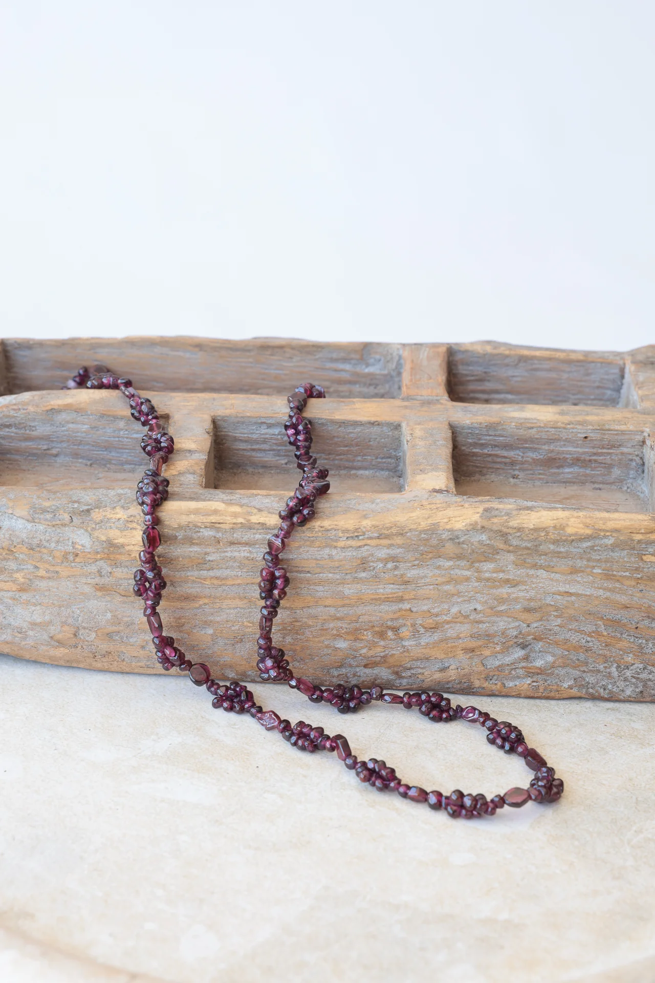 Garnet Floral Thin Necklace