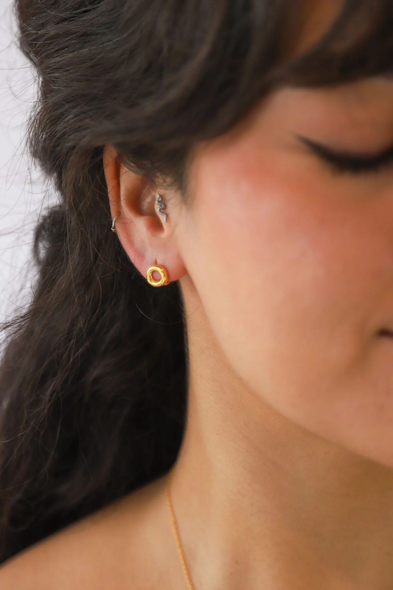 Gold Circle Earrings - Image 2