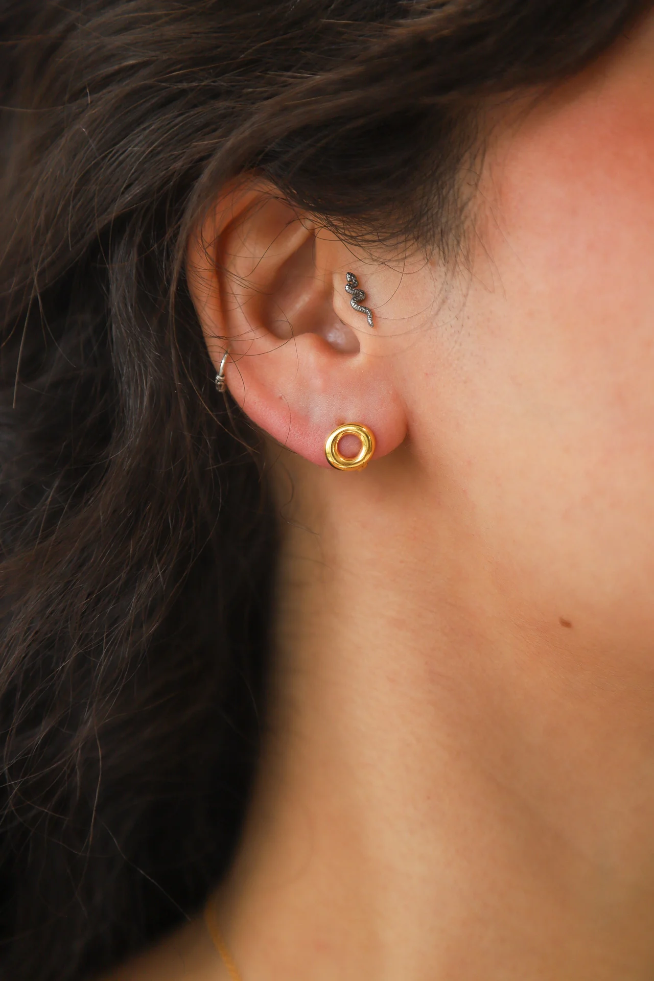 Gold Circle Earrings - Image 3
