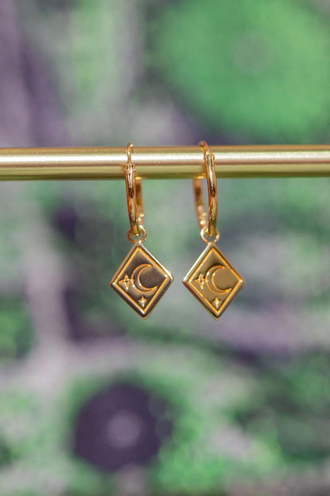 Gold Diamond Drop Hoops - Image 2