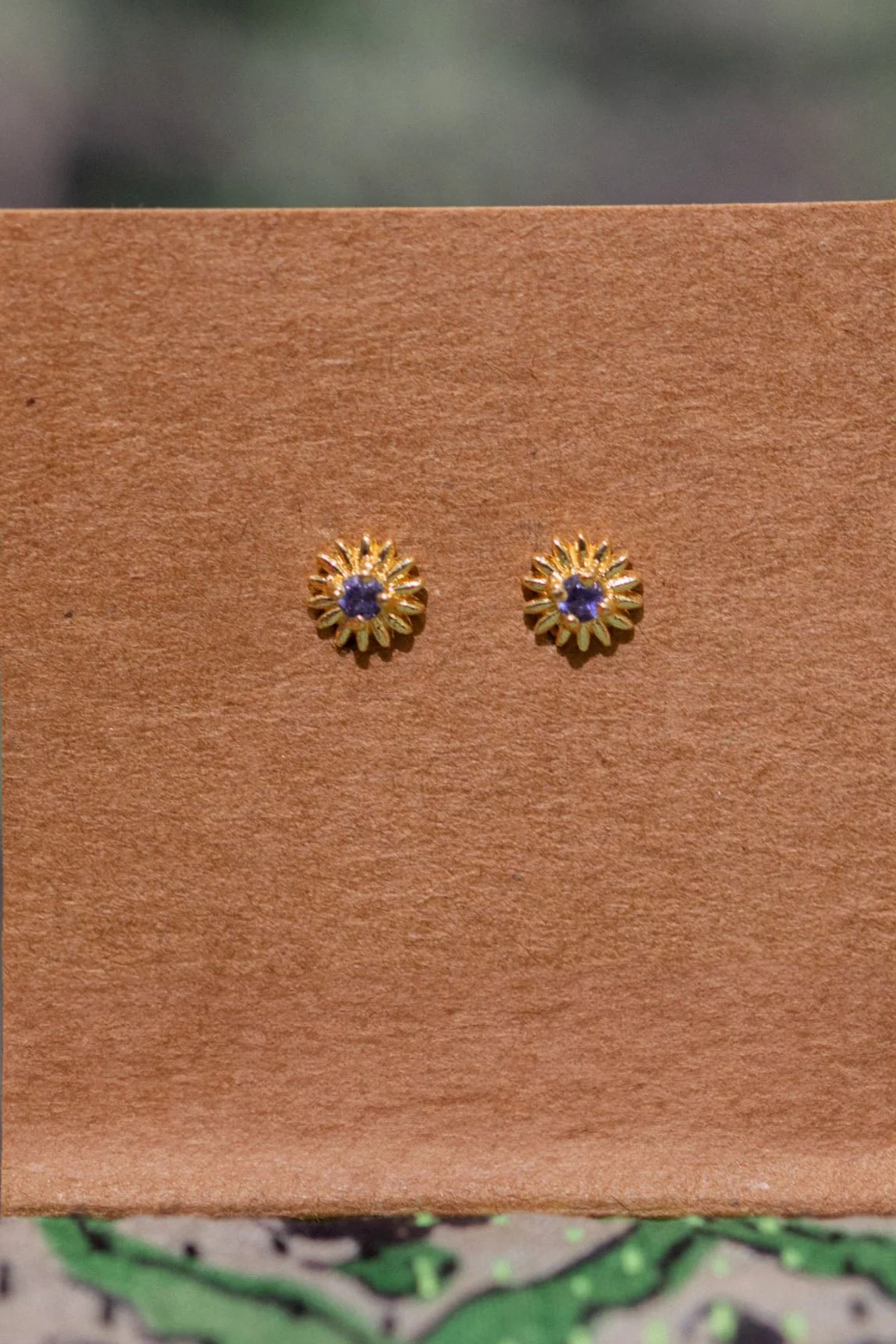 Gold Iolite Flower Studs - Image 2