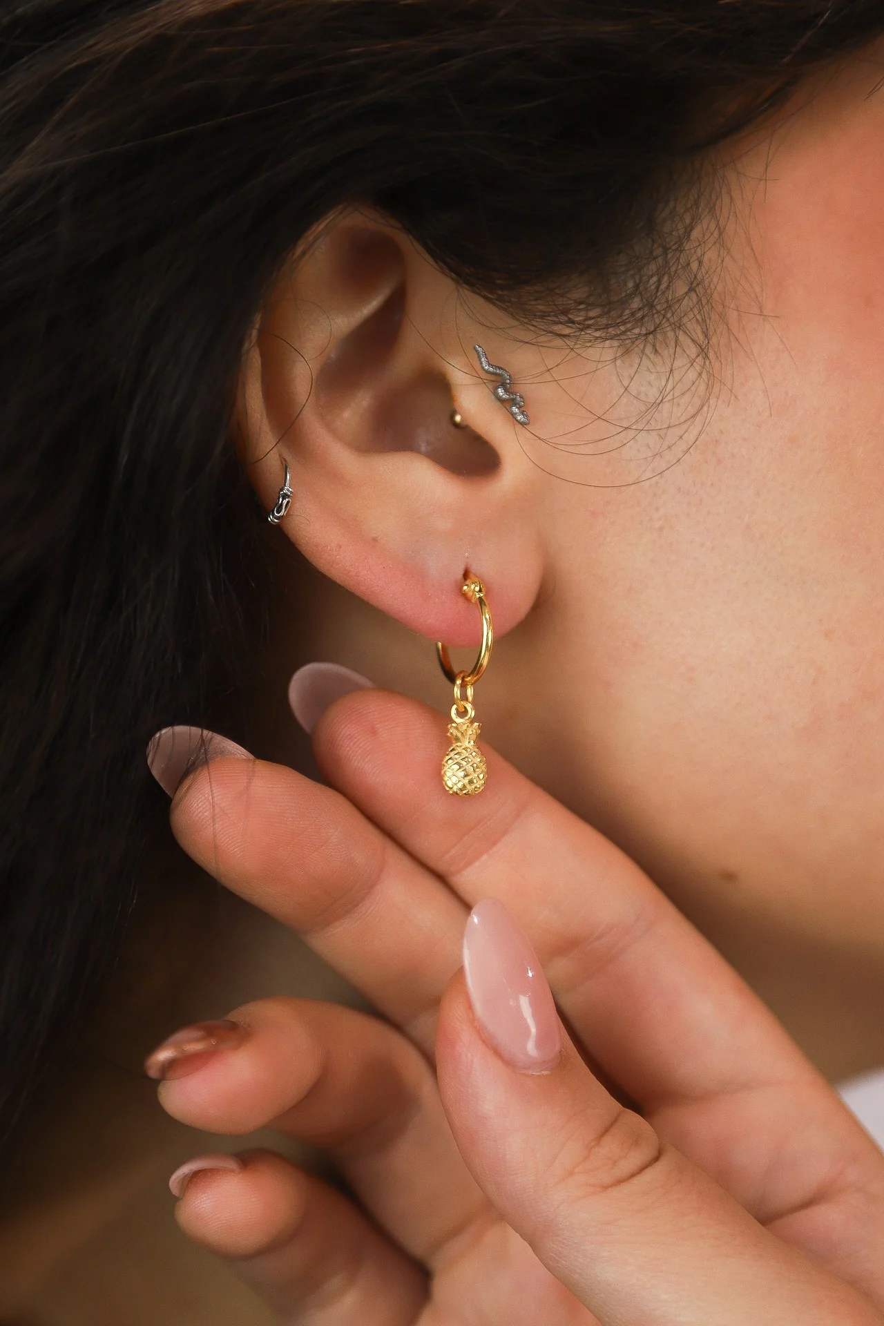 Gold Island Charm Earrings - Image 3