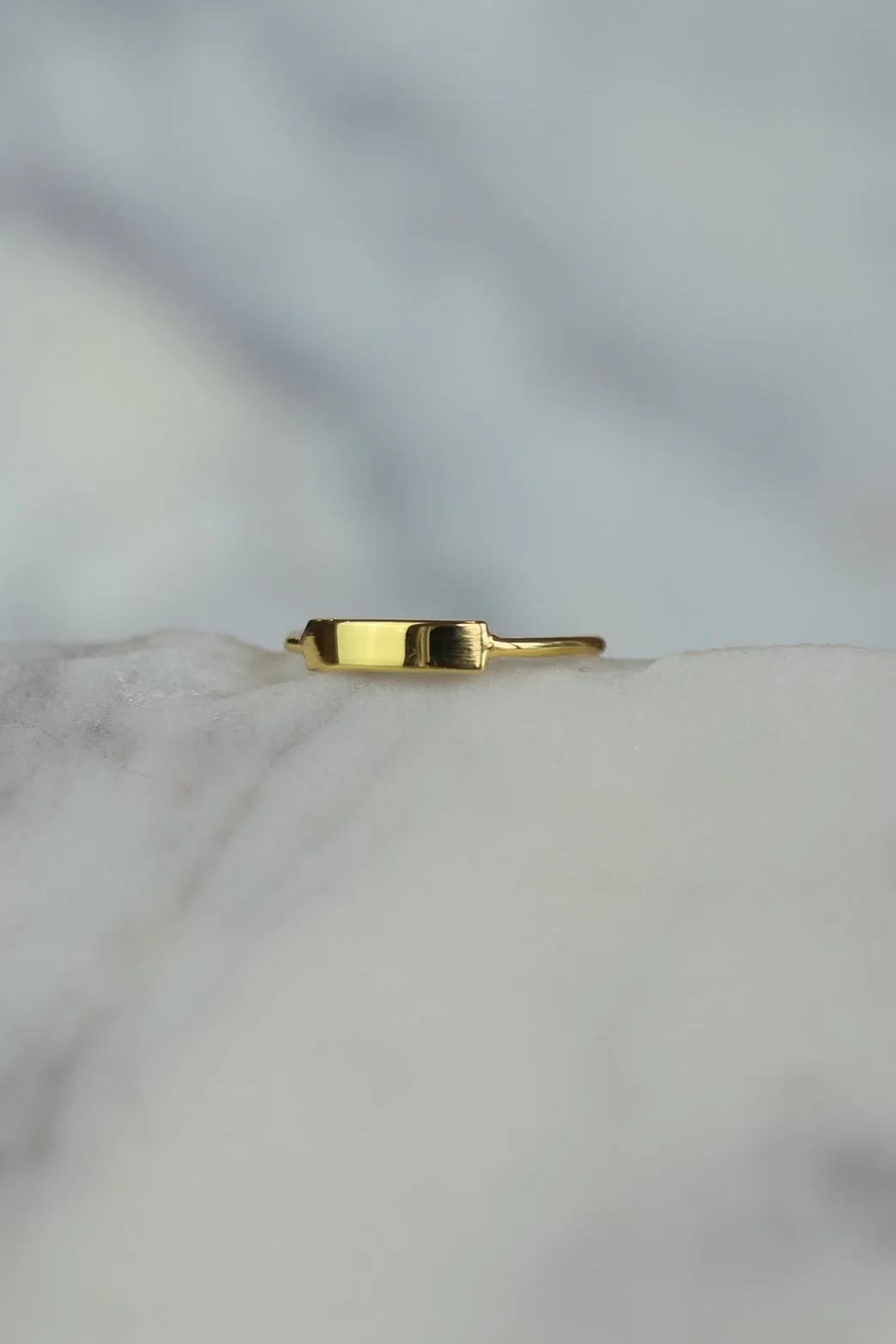 Gold Rectangle Bar Ring