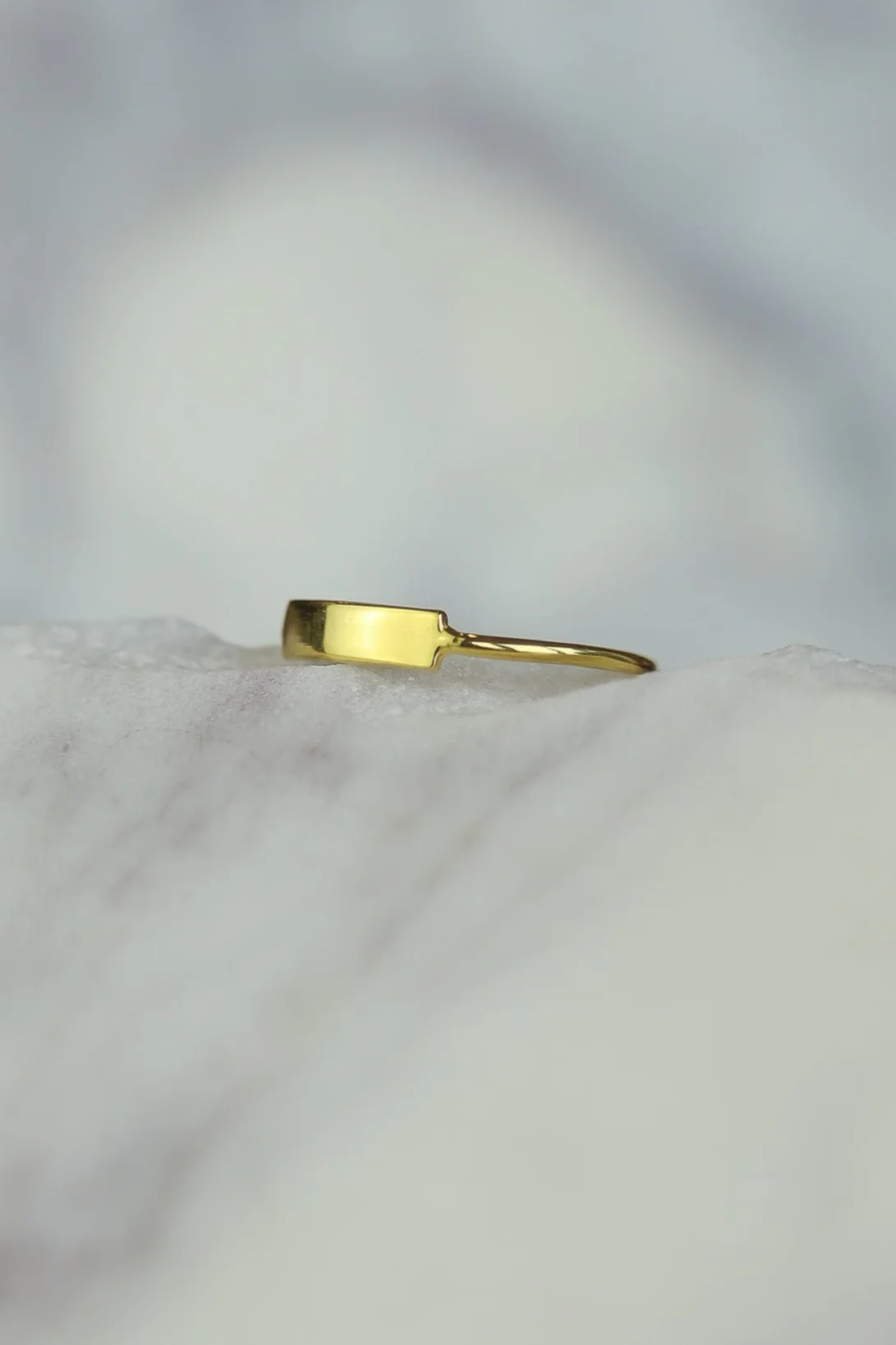 Gold Rectangle Bar Ring - Image 3