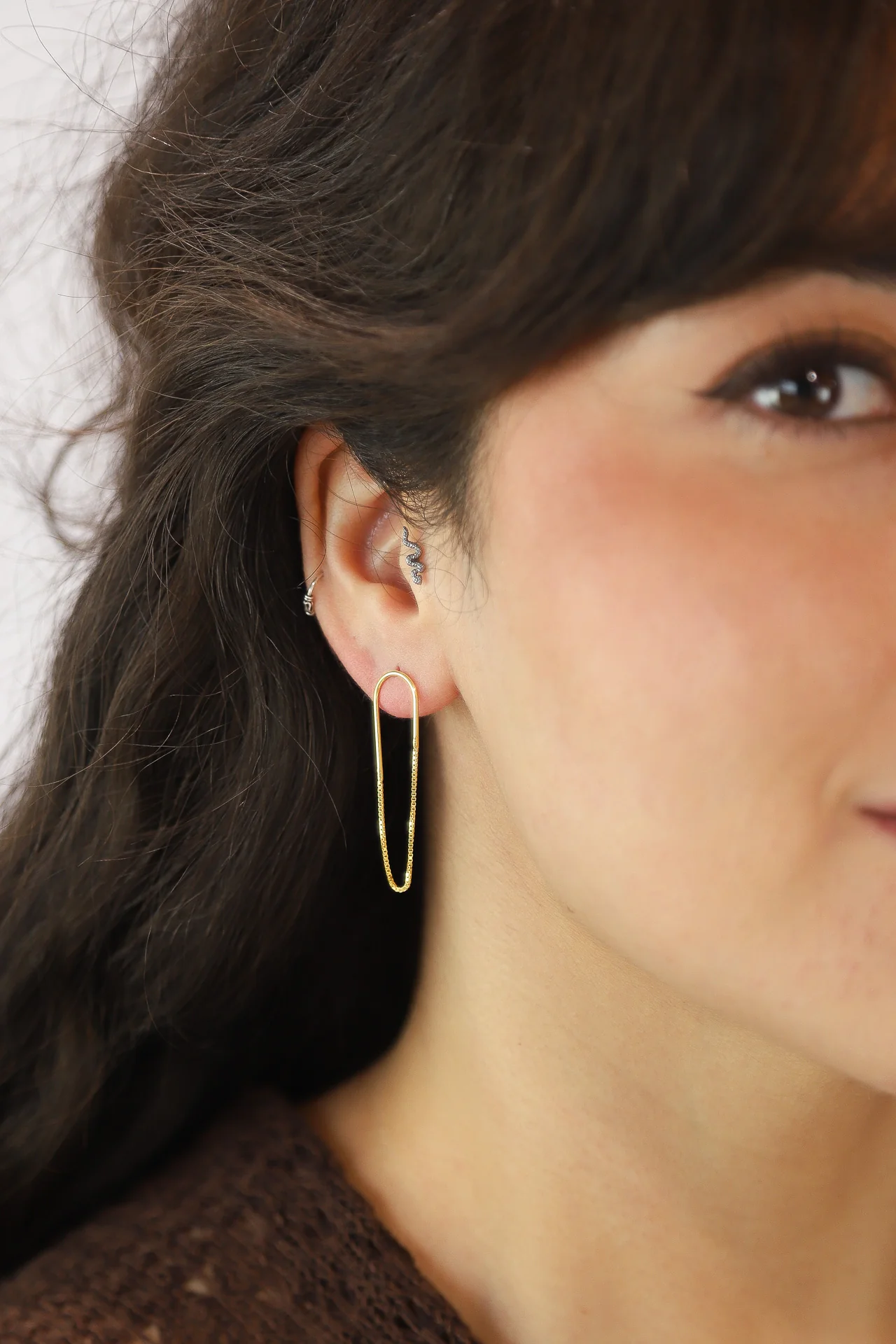 Gold Roxie Chain and Hook Earrings - Image 2