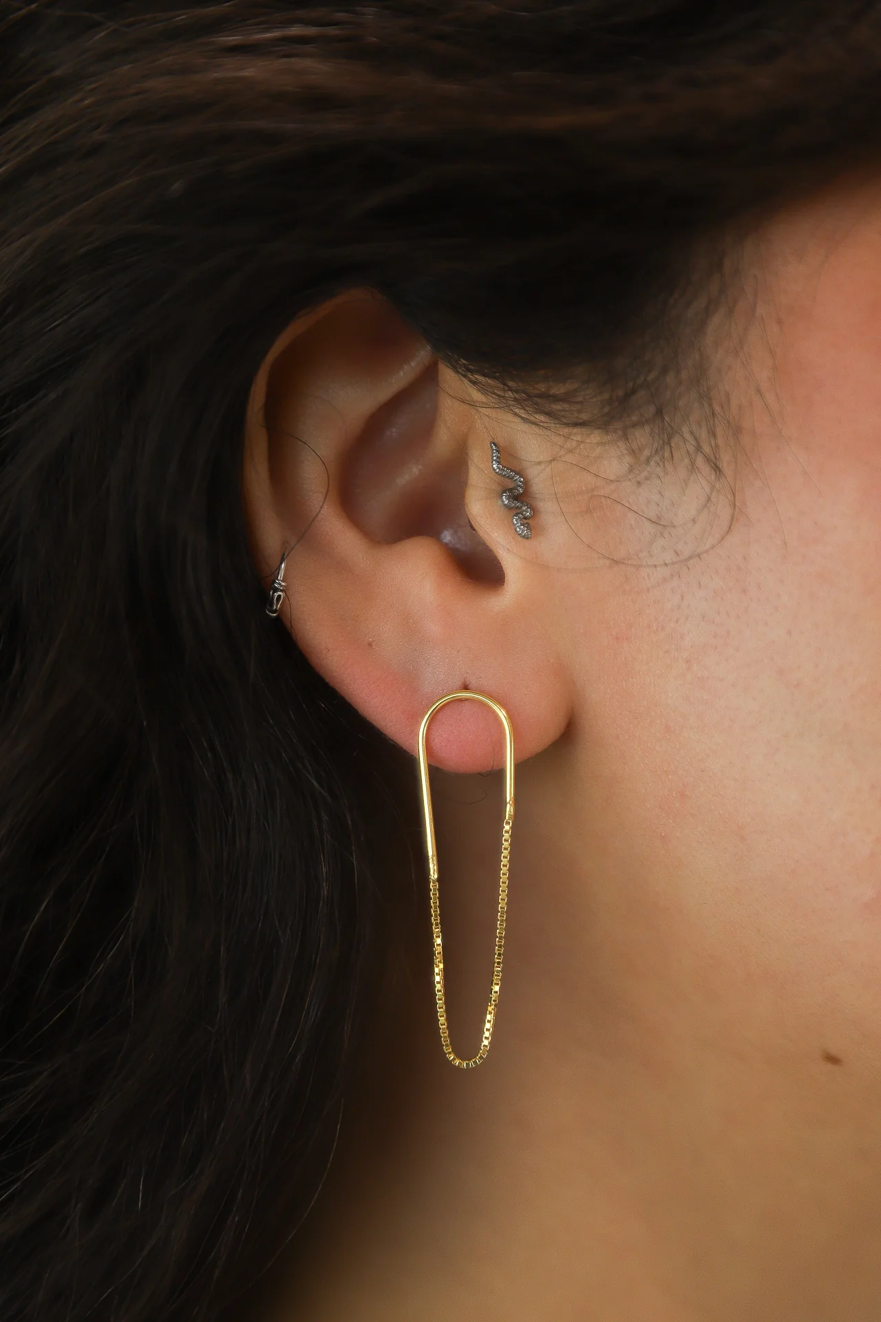 Gold Roxie Chain and Hook Earrings - Image 3