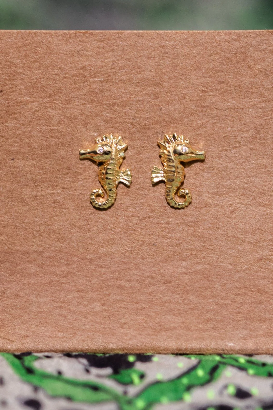 Gold Seahorse Studs - Image 2