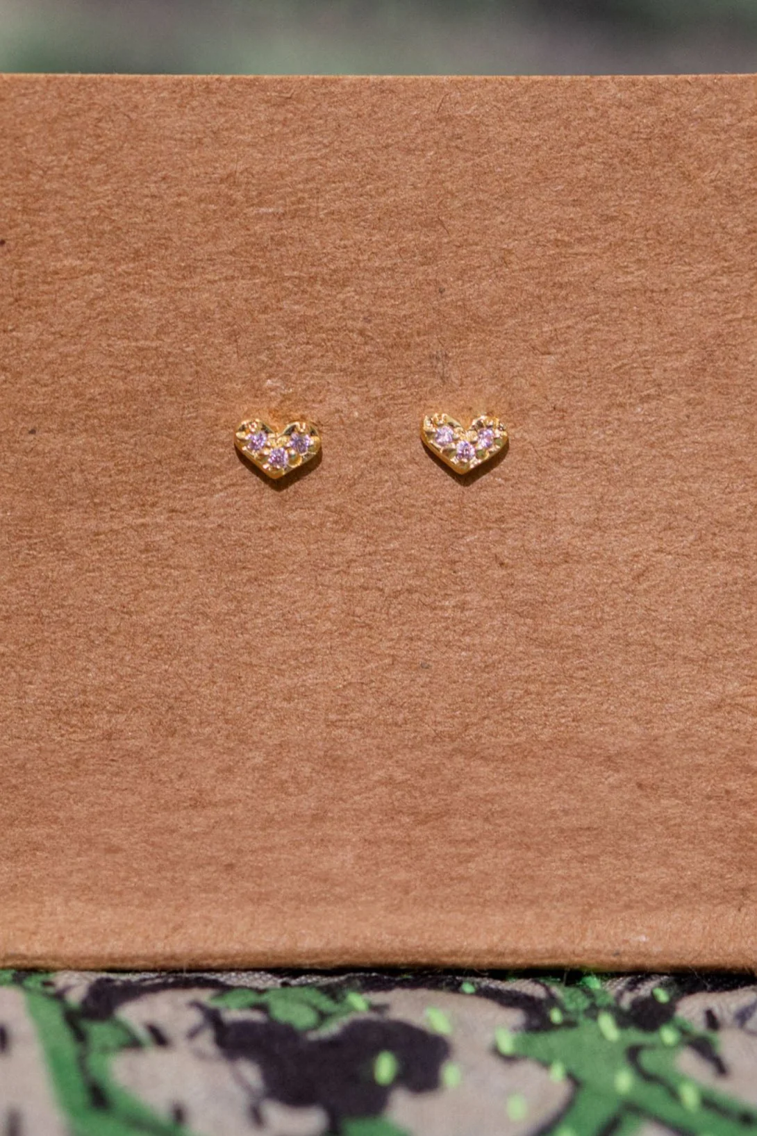 Gold Sparkle Heart Studs - Image 2
