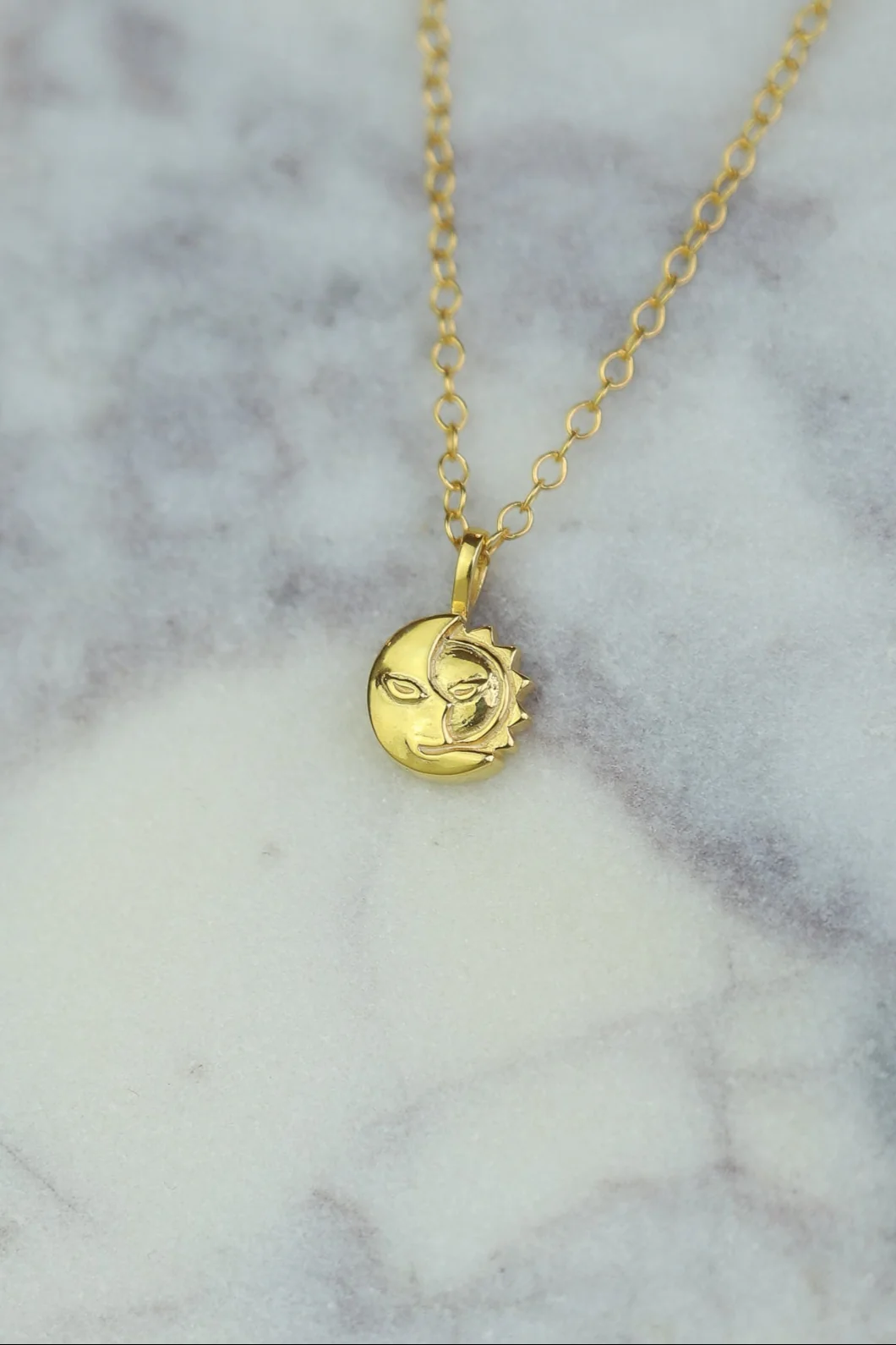 Gold Sun and Moon Necklace - Image 2